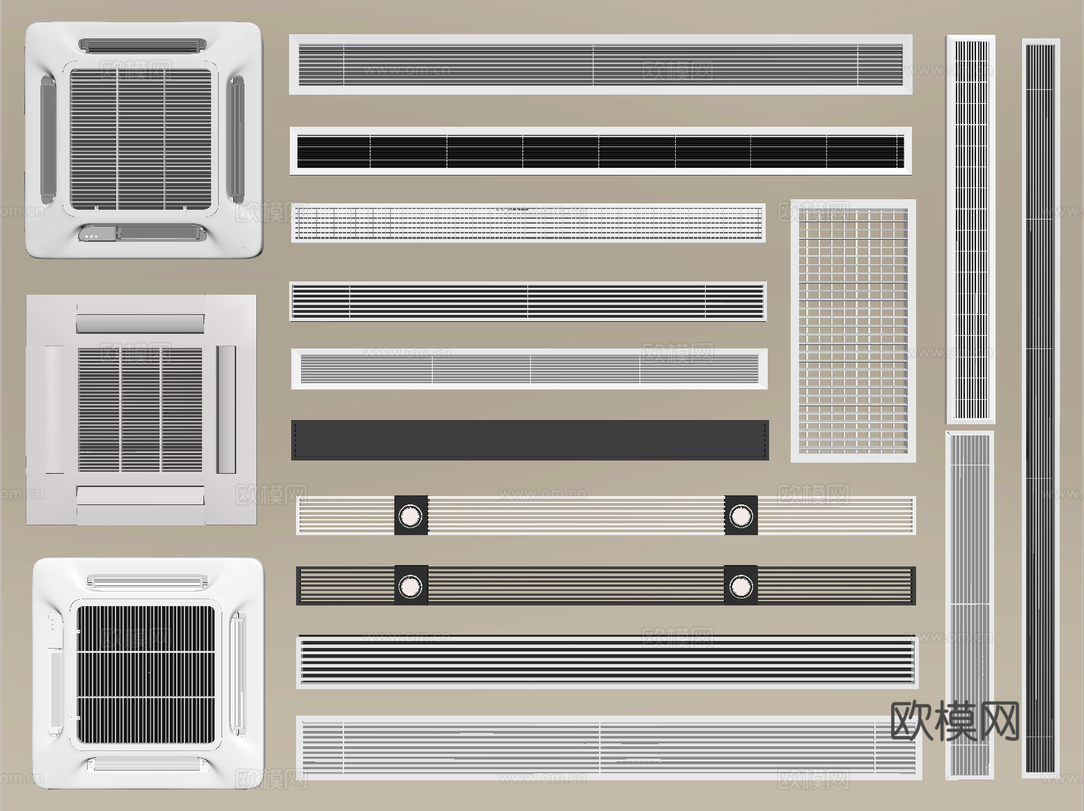 现代中央空调出风口 吸顶空调 出风口su模型