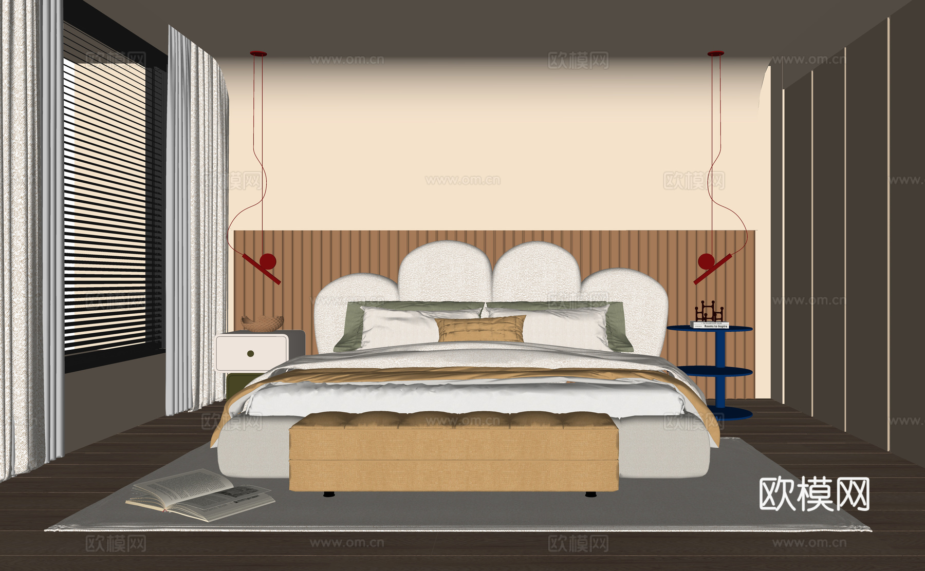 现代儿童房 儿童床su模型