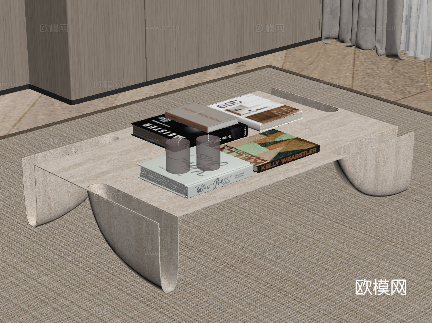 现代中古风茶几su模型