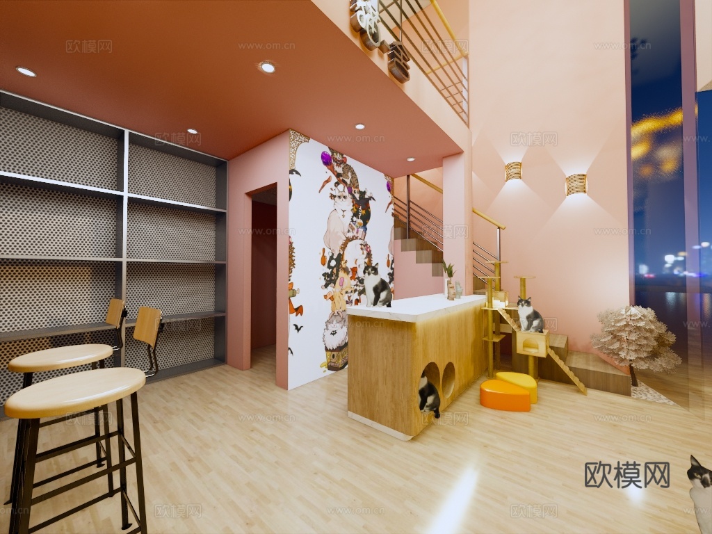 宠物店  最新全套施工图 效果图合集cad施工图