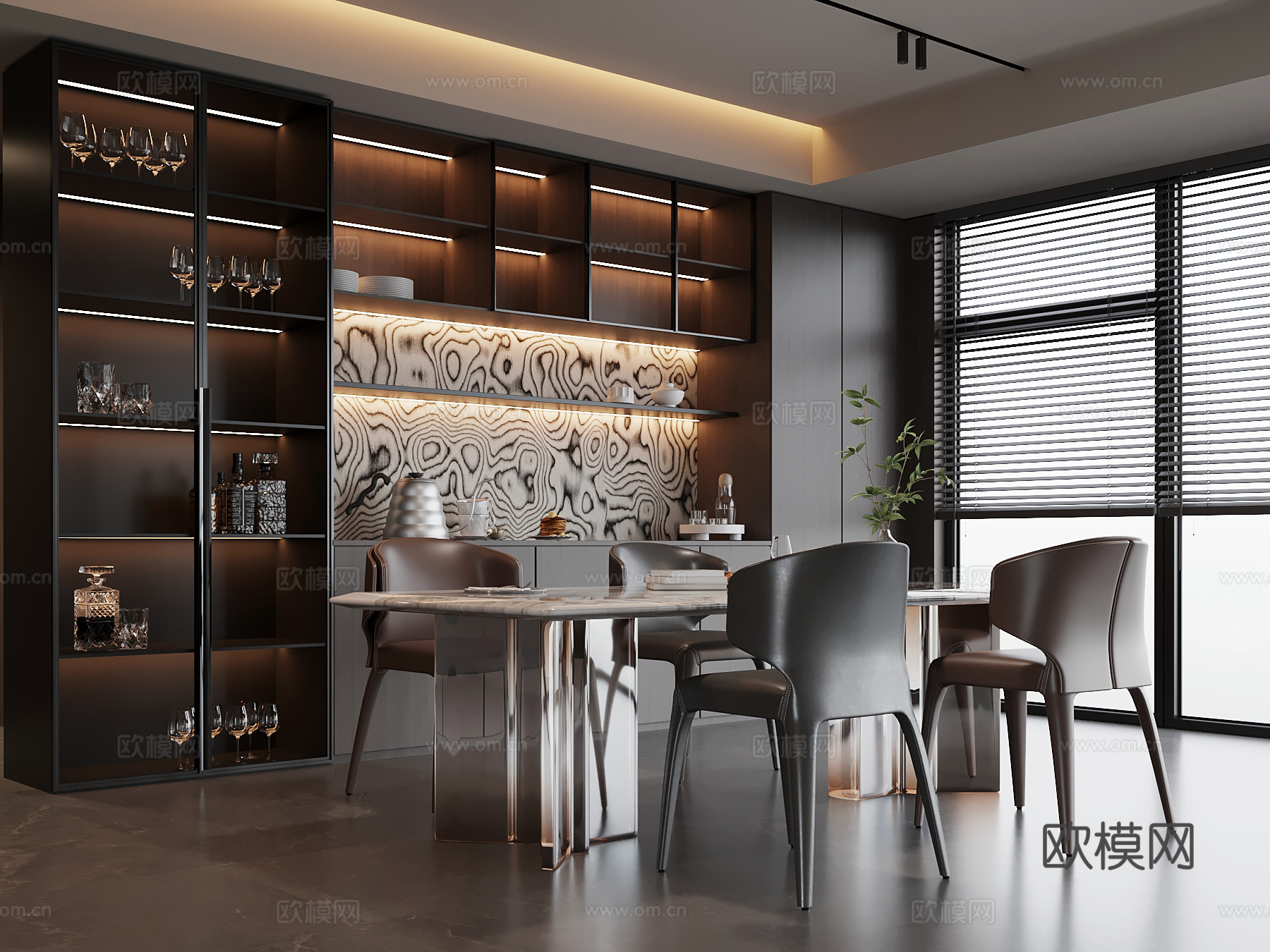 意式餐厅su模型