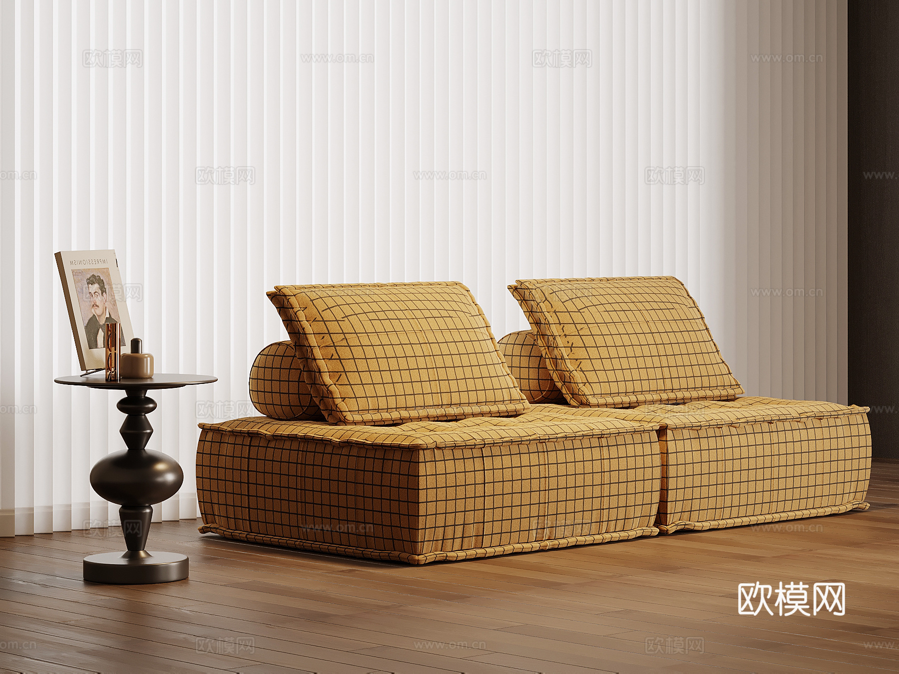 现代布艺沙发 双人沙发su模型