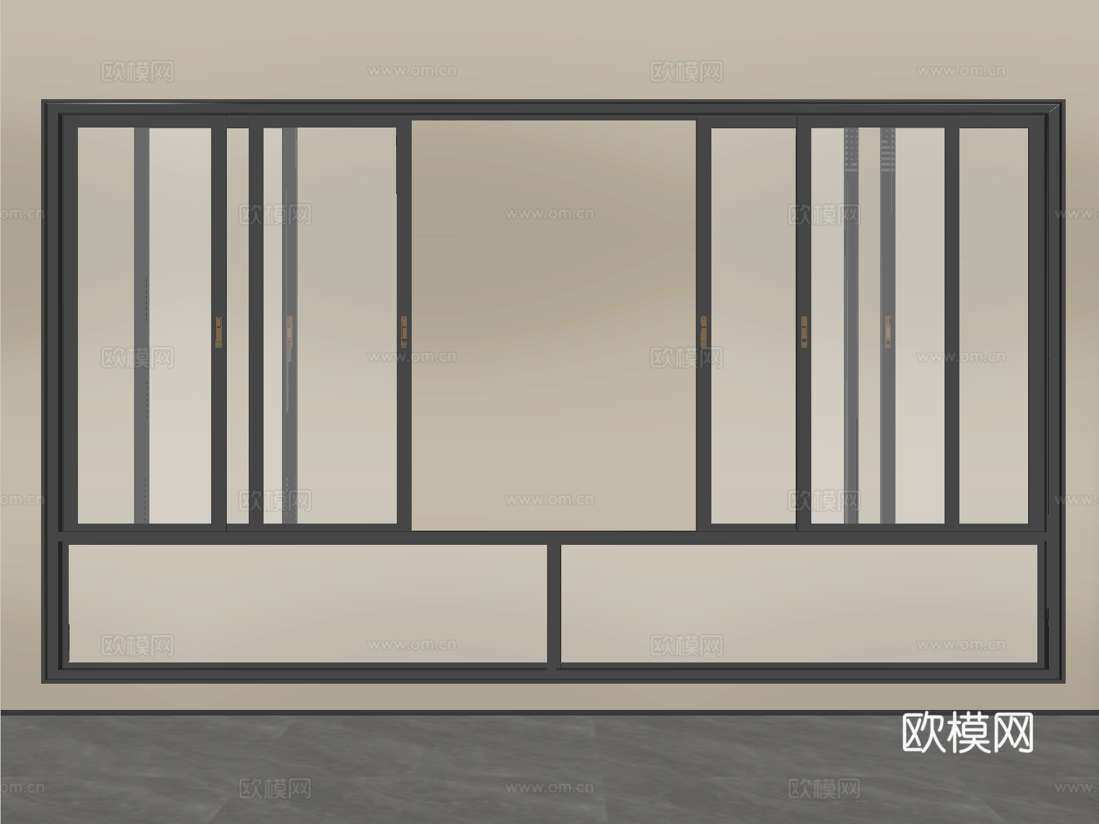 现代窗户推拉窗 落地窗 阳台窗su模型