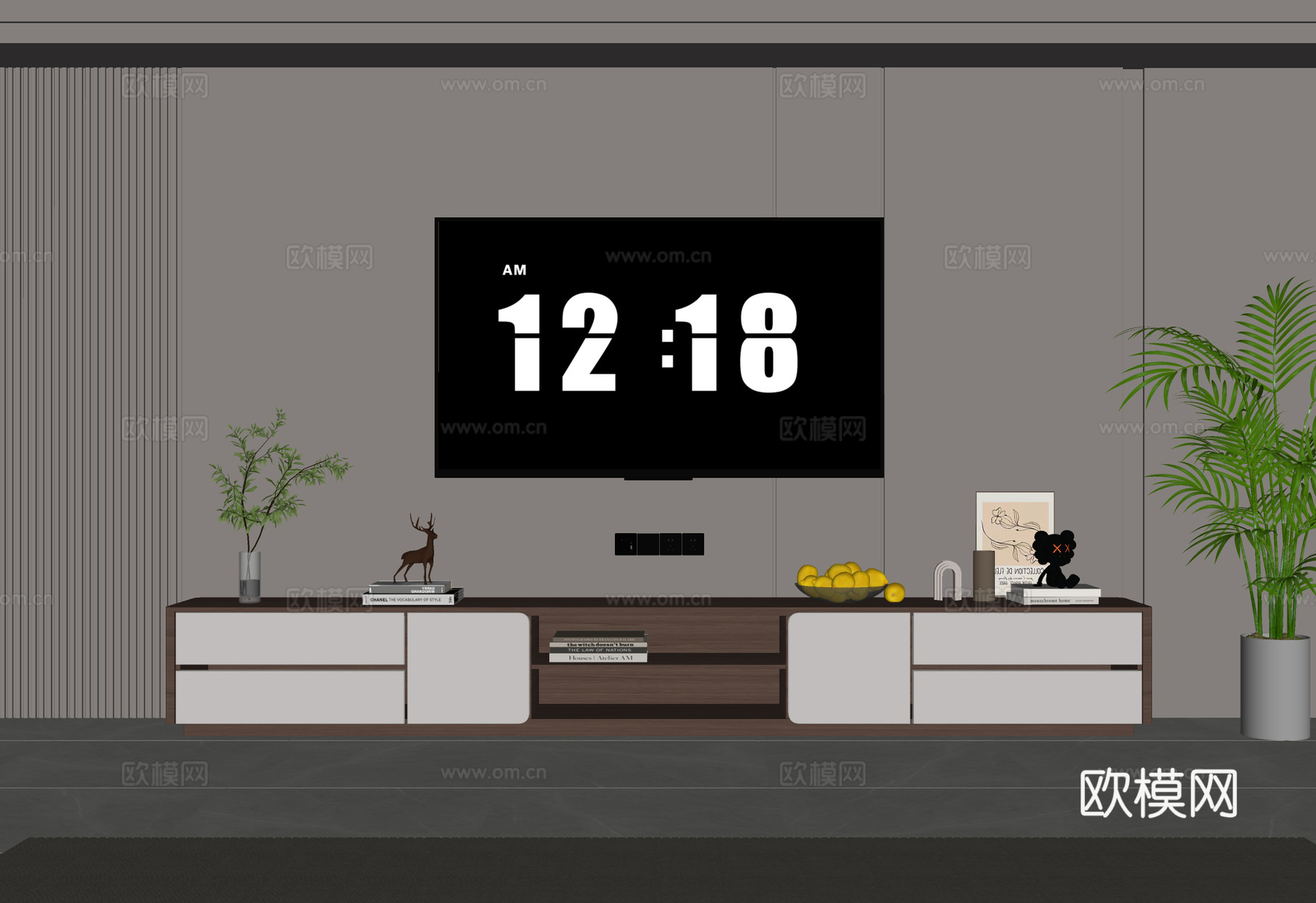 中古风电视柜su模型