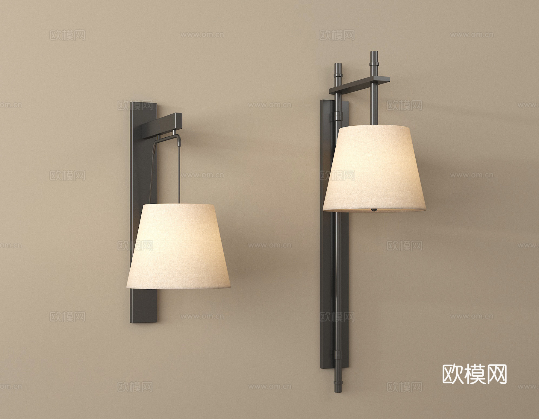 现代新中式壁灯 金属壁灯su模型