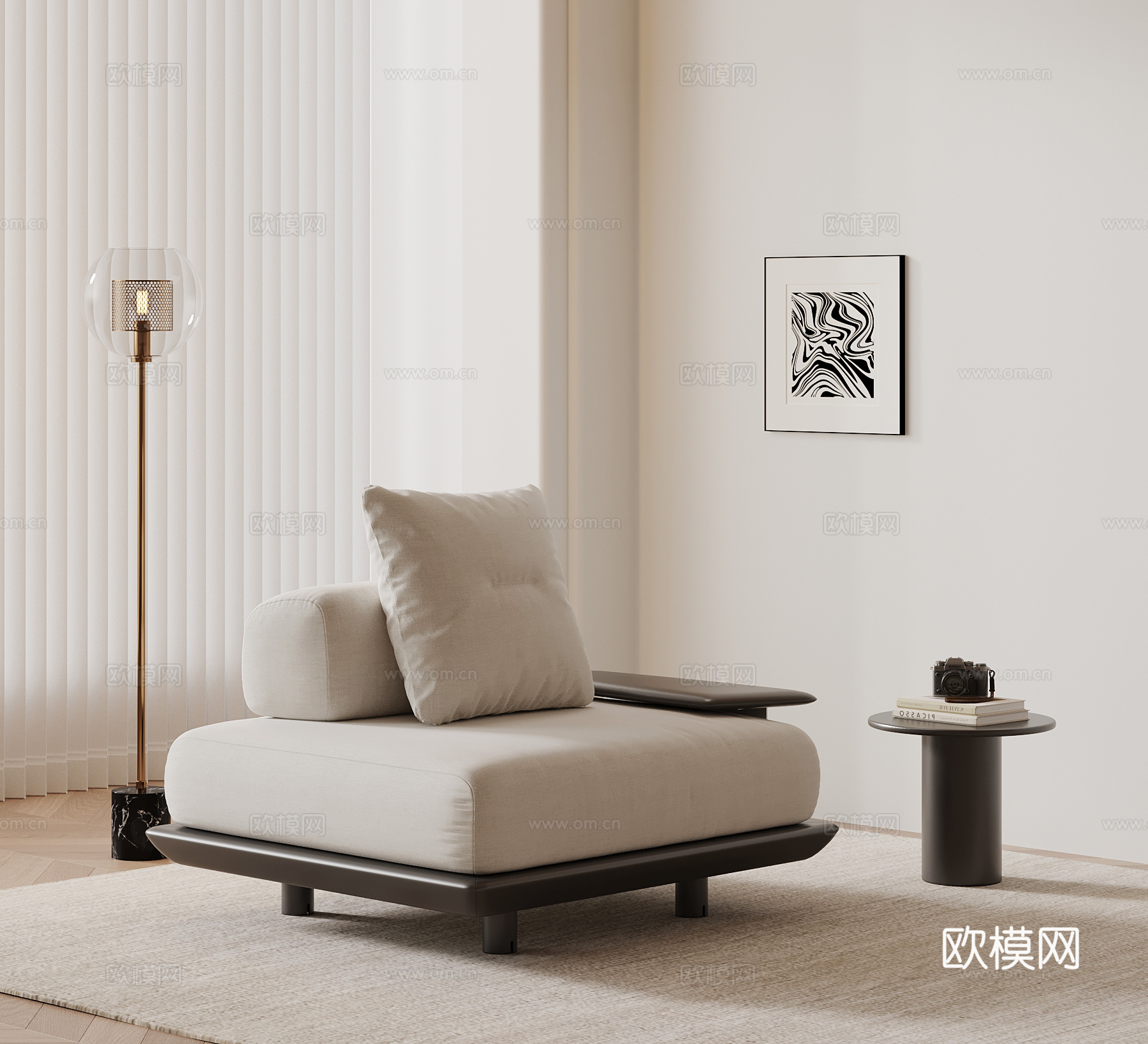 现代单人沙发 休闲沙发su模型