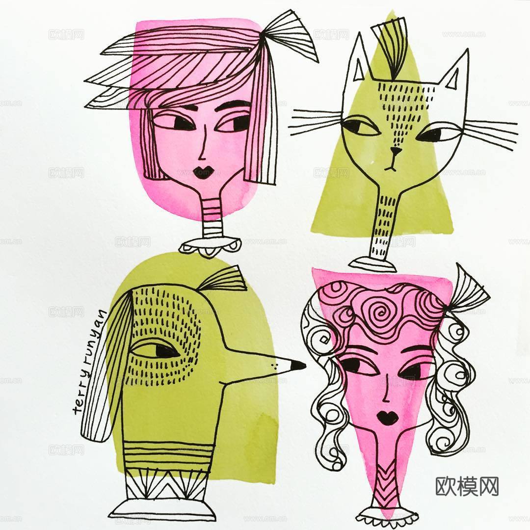 可爱动物手绘，创意童趣插画，猫咪动物插画，治愈系插画，可爱儿下载