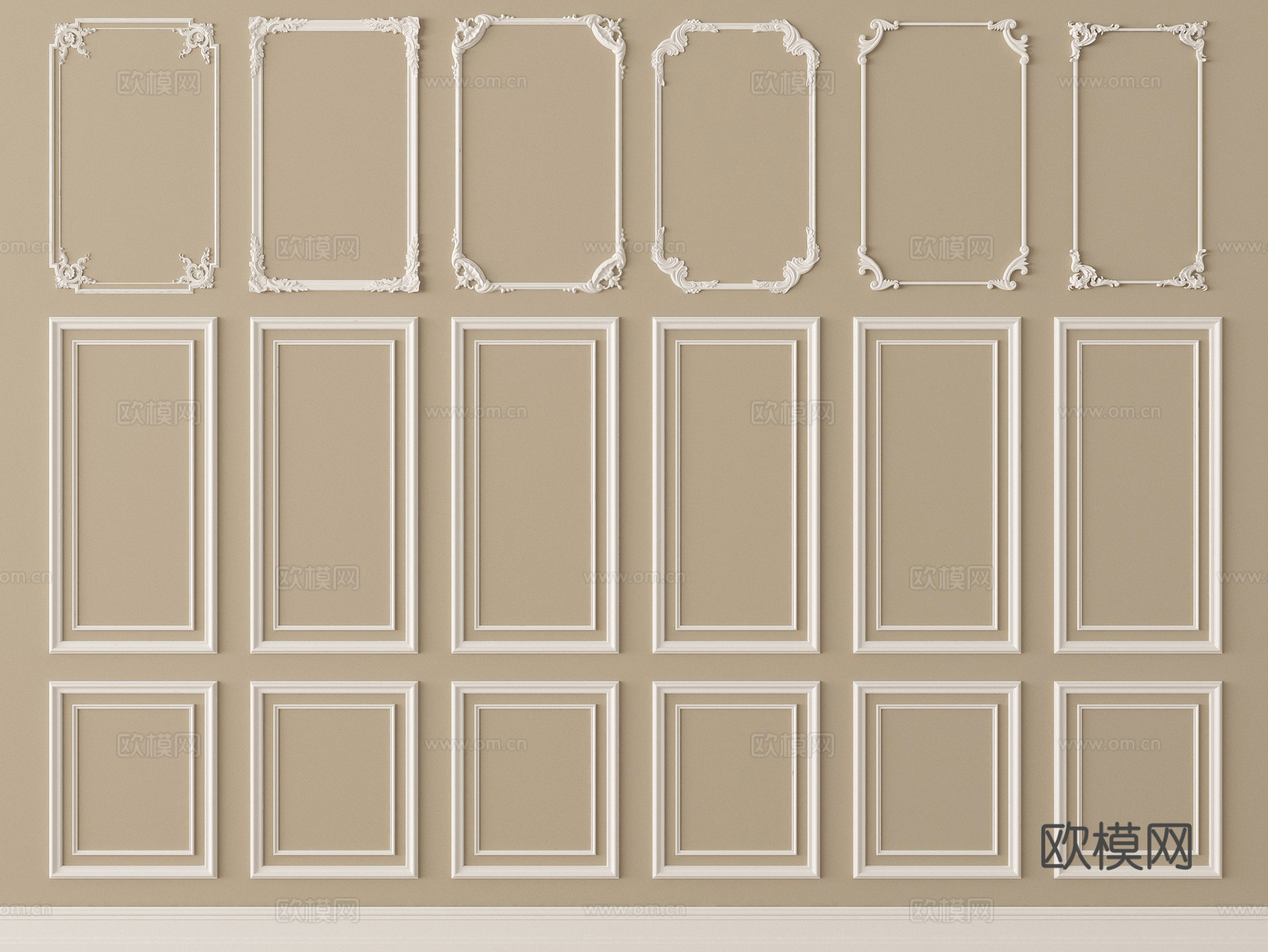 法式石膏线 石膏线条su模型