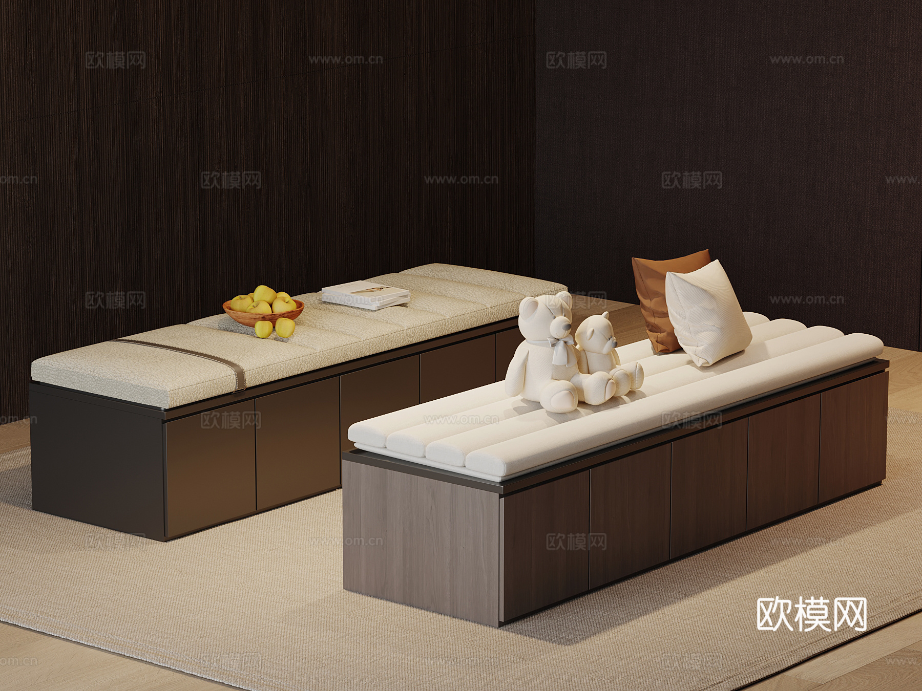 现代意式飘窗 坐垫su模型下载（渲染图1）