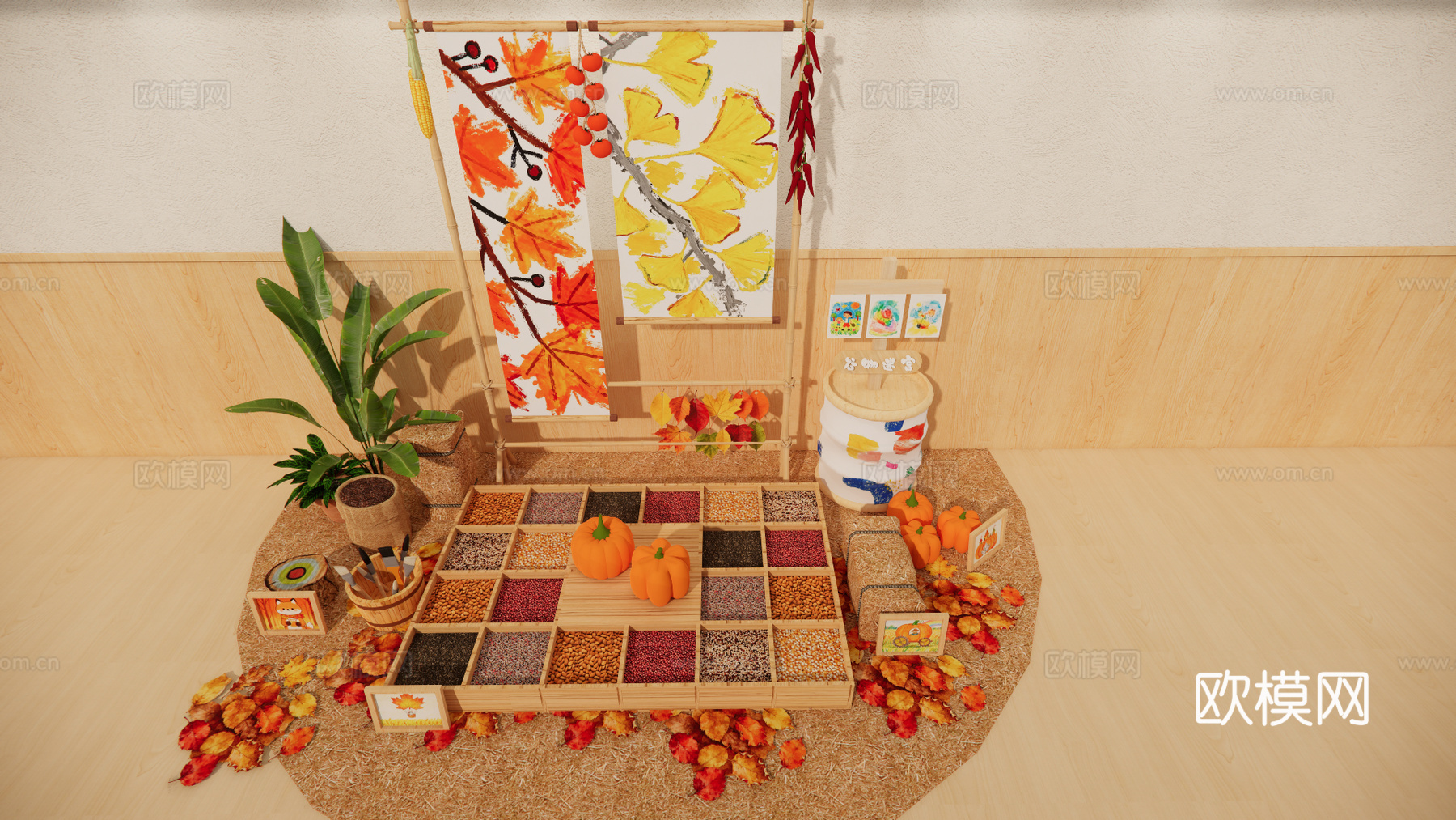 季节美陈 秋季美陈 种子乐园su模型