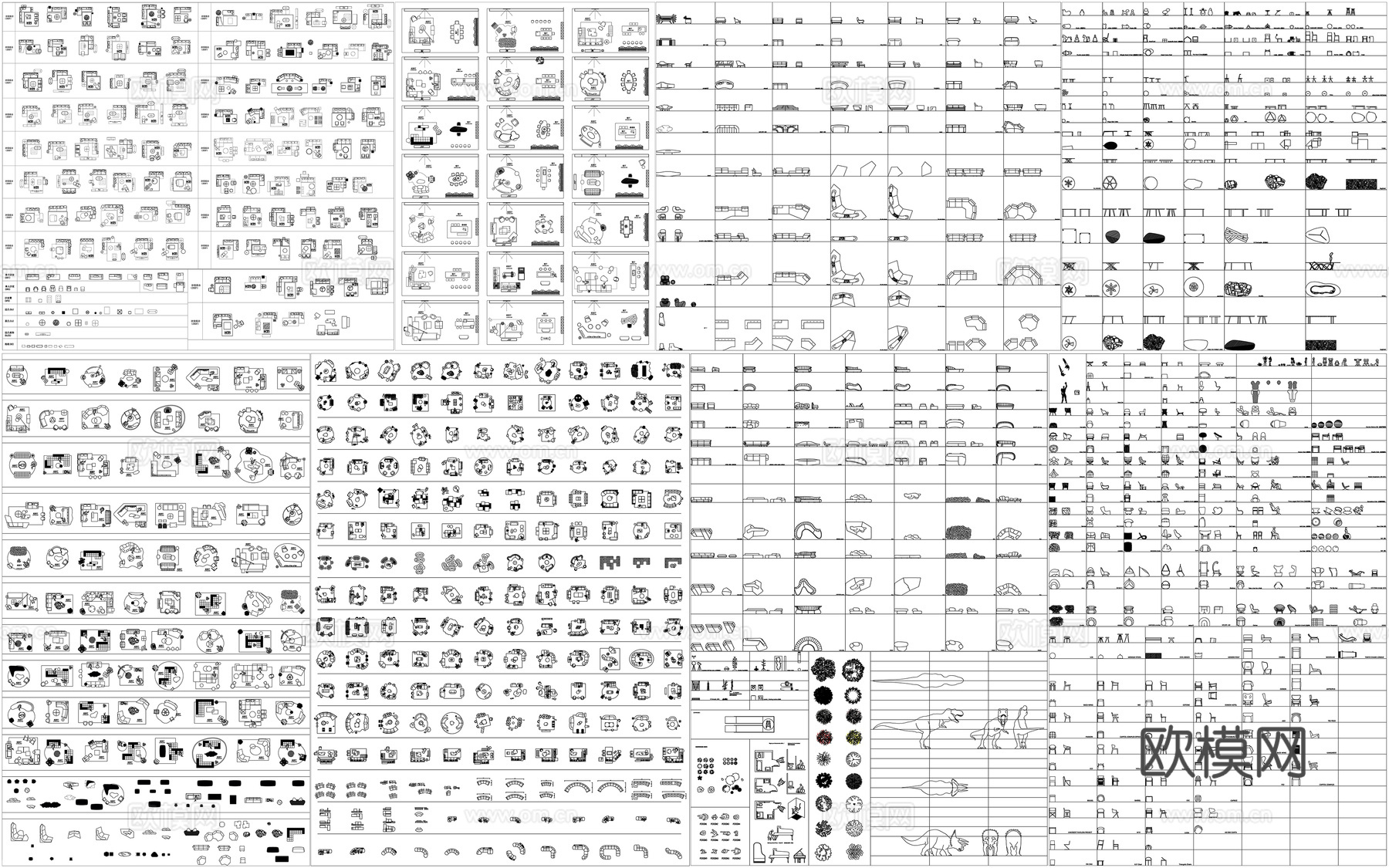 沙发家具组合休闲椅子餐桌医疗器械灯具书桌素材CAD图库cad施工图