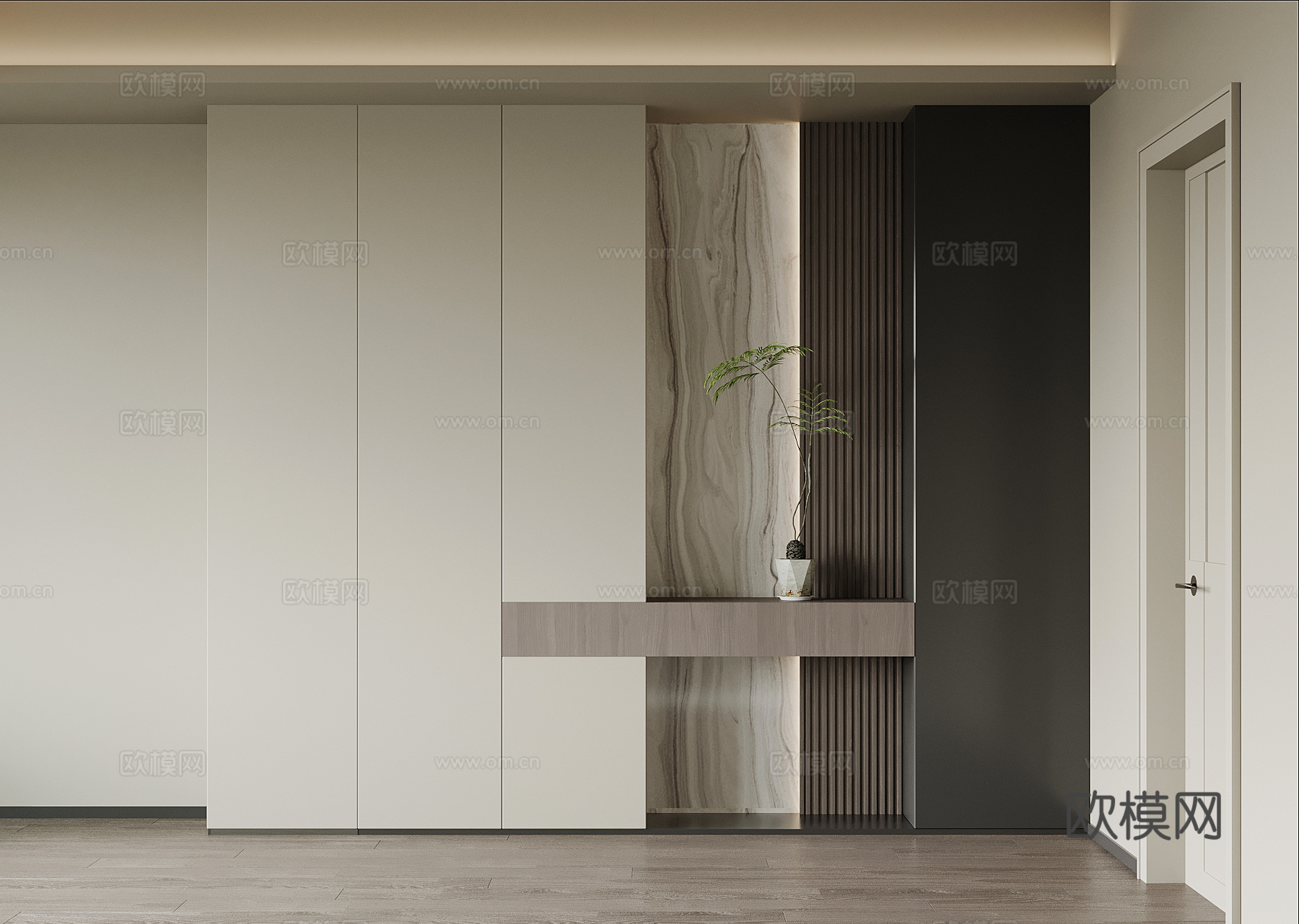 现代玄关柜 入户鞋柜su模型