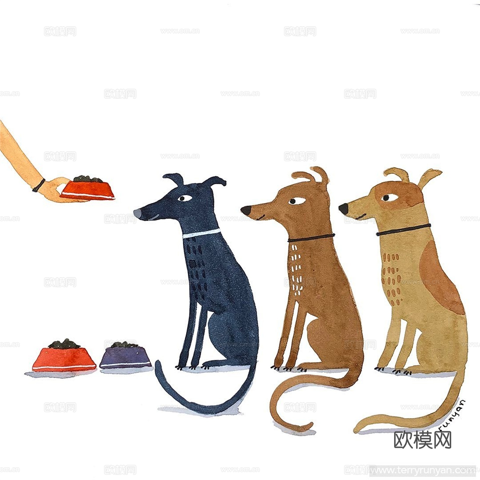 可爱动物手绘创意童趣插画猫咪动物插画治愈系插画可爱儿童插画下载