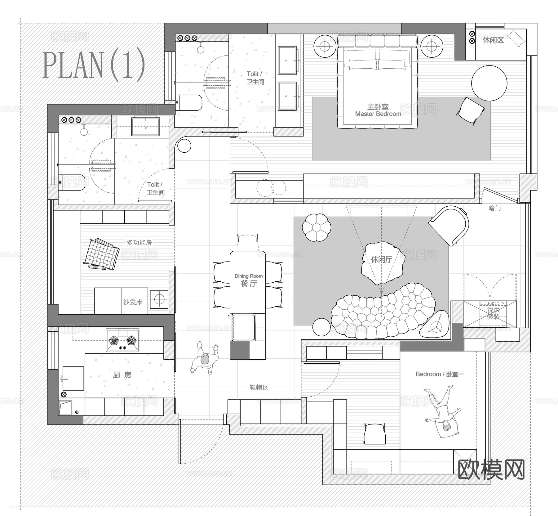 97平㎡ 平面图cad施工图