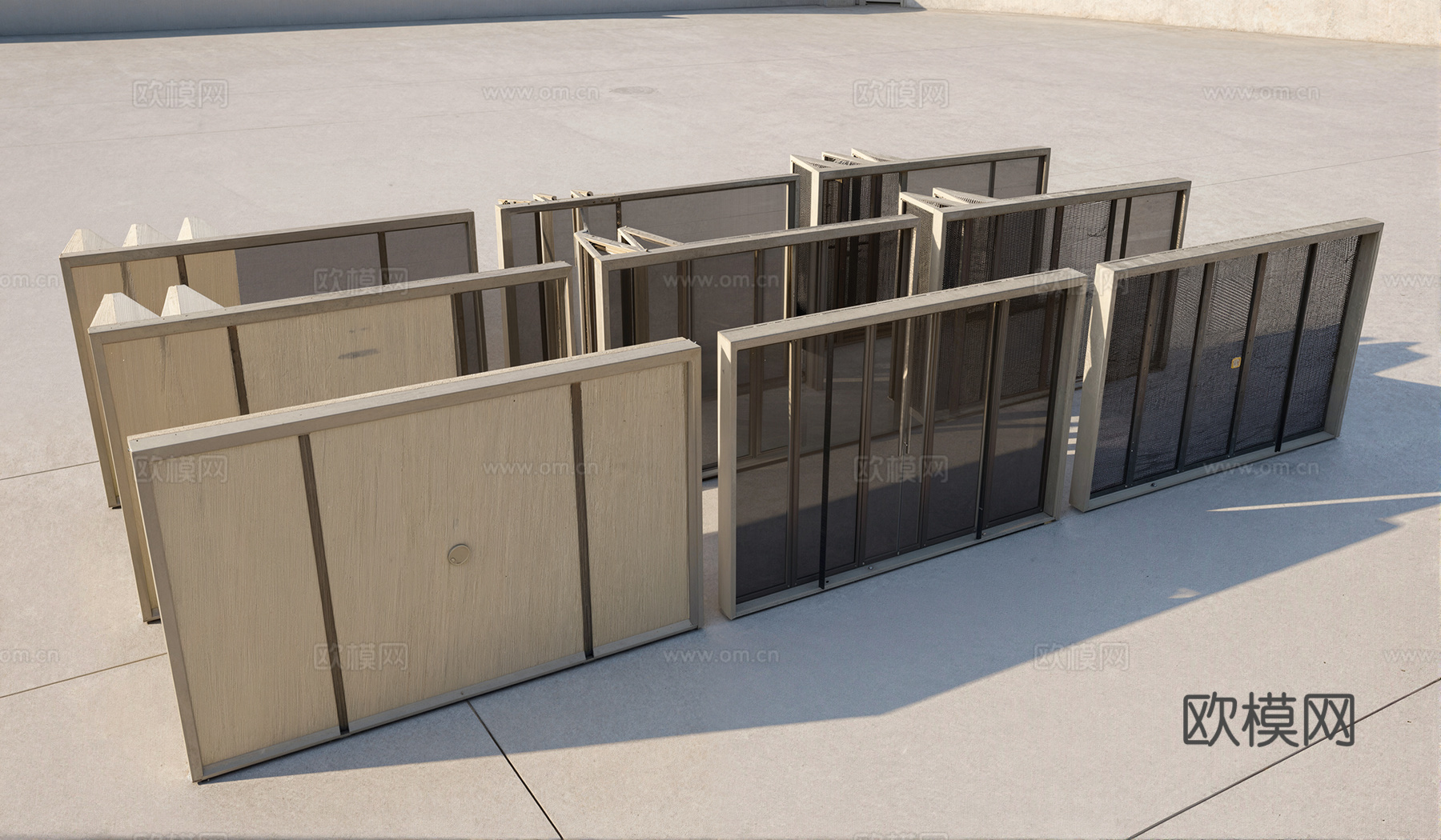 现代推拉门玻璃推拉门su模型