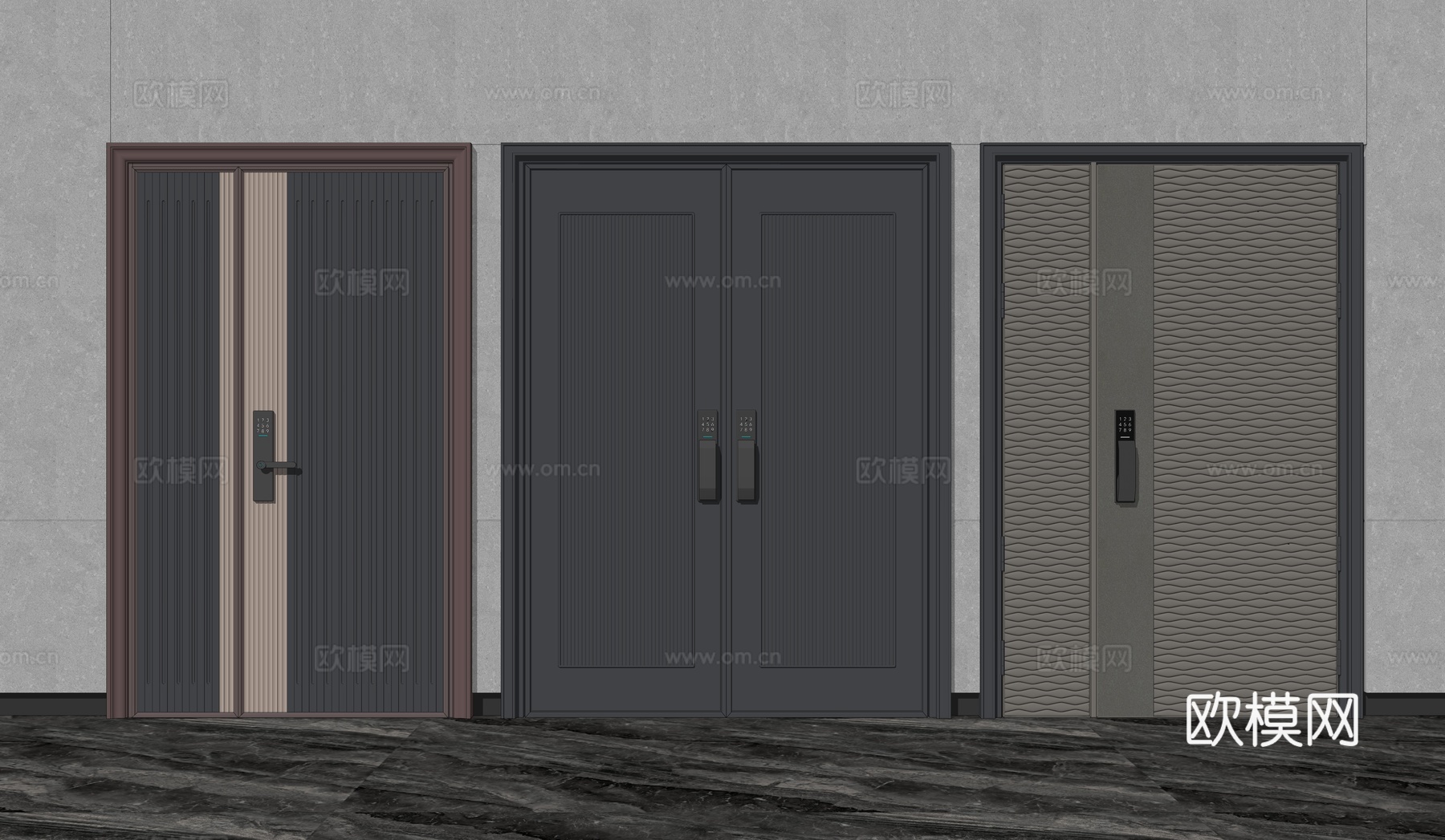 现代入户门组合su模型