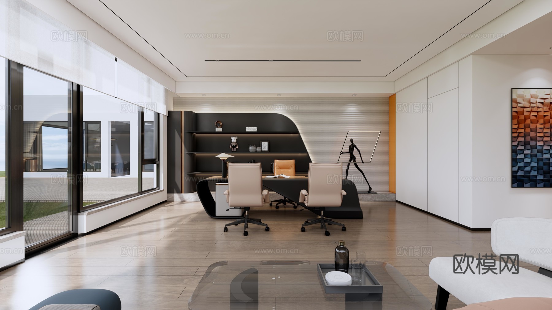 高级感公司办公室 最新全套施工图 效果图合集cad施工图