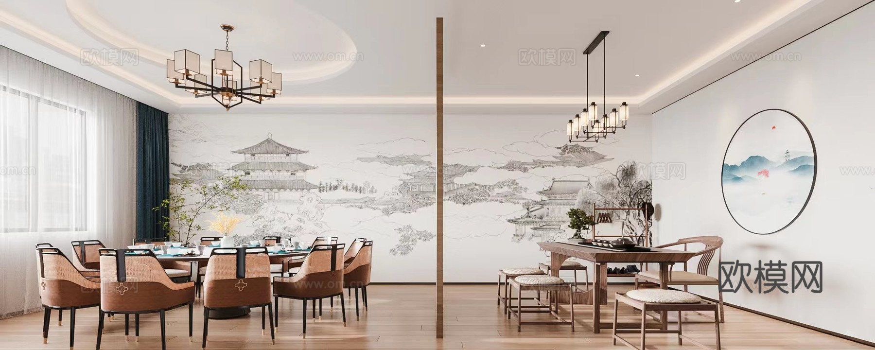 新中式酒庄 最新全套施工图 效果图合集cad施工图