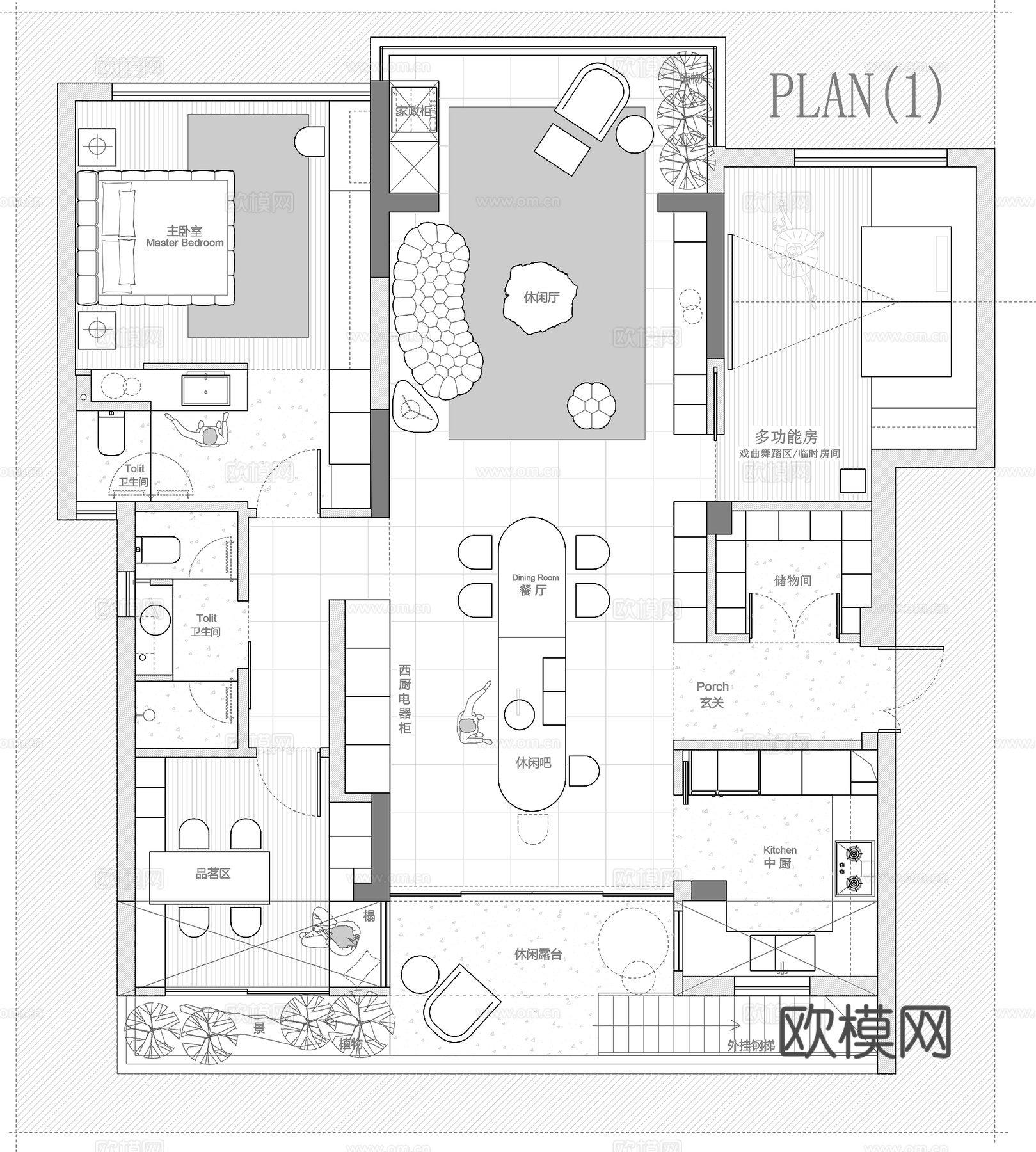 148㎡ 平层平面图cad施工图