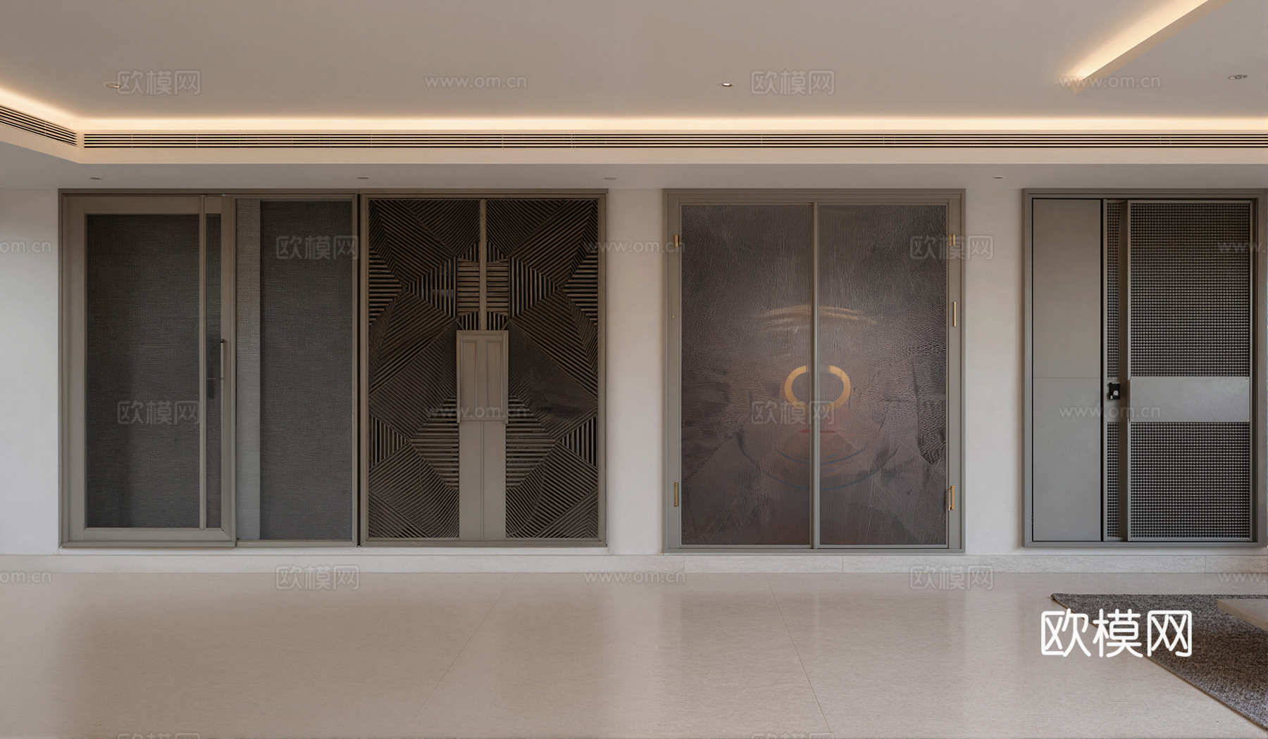 现代轻奢双开入户门su模型