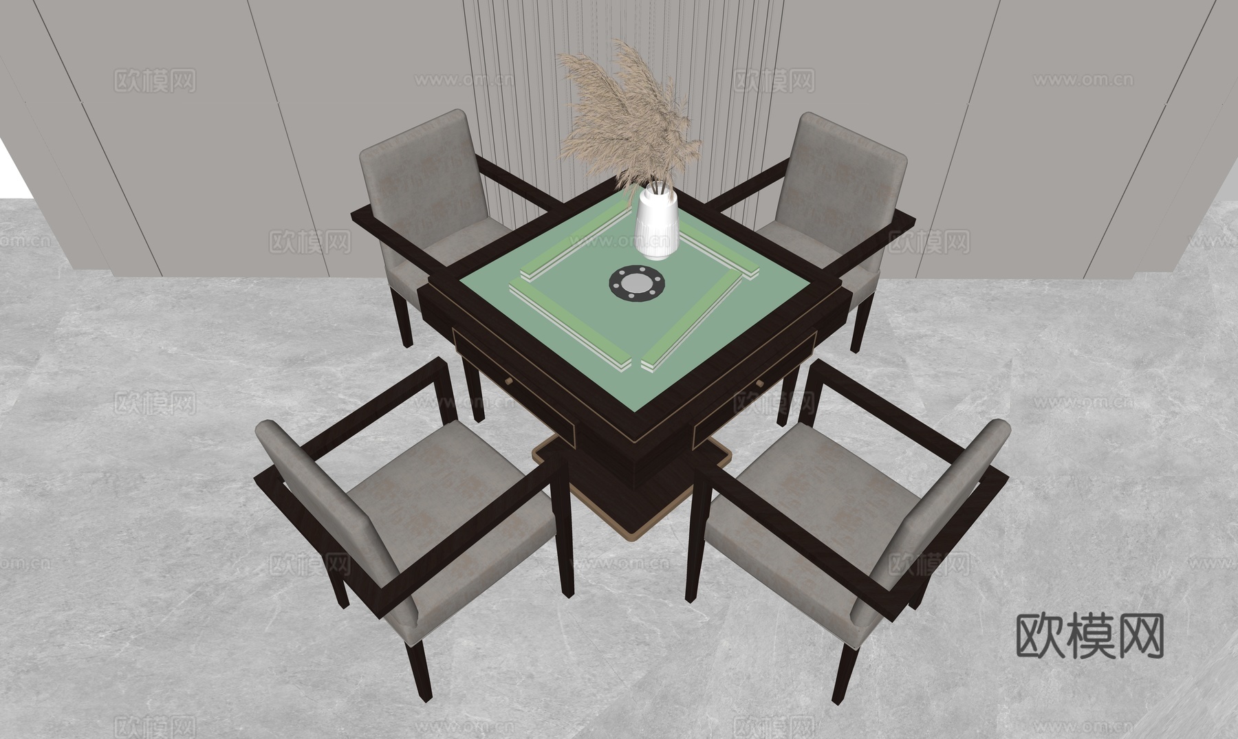 麻将房麻将机su模型