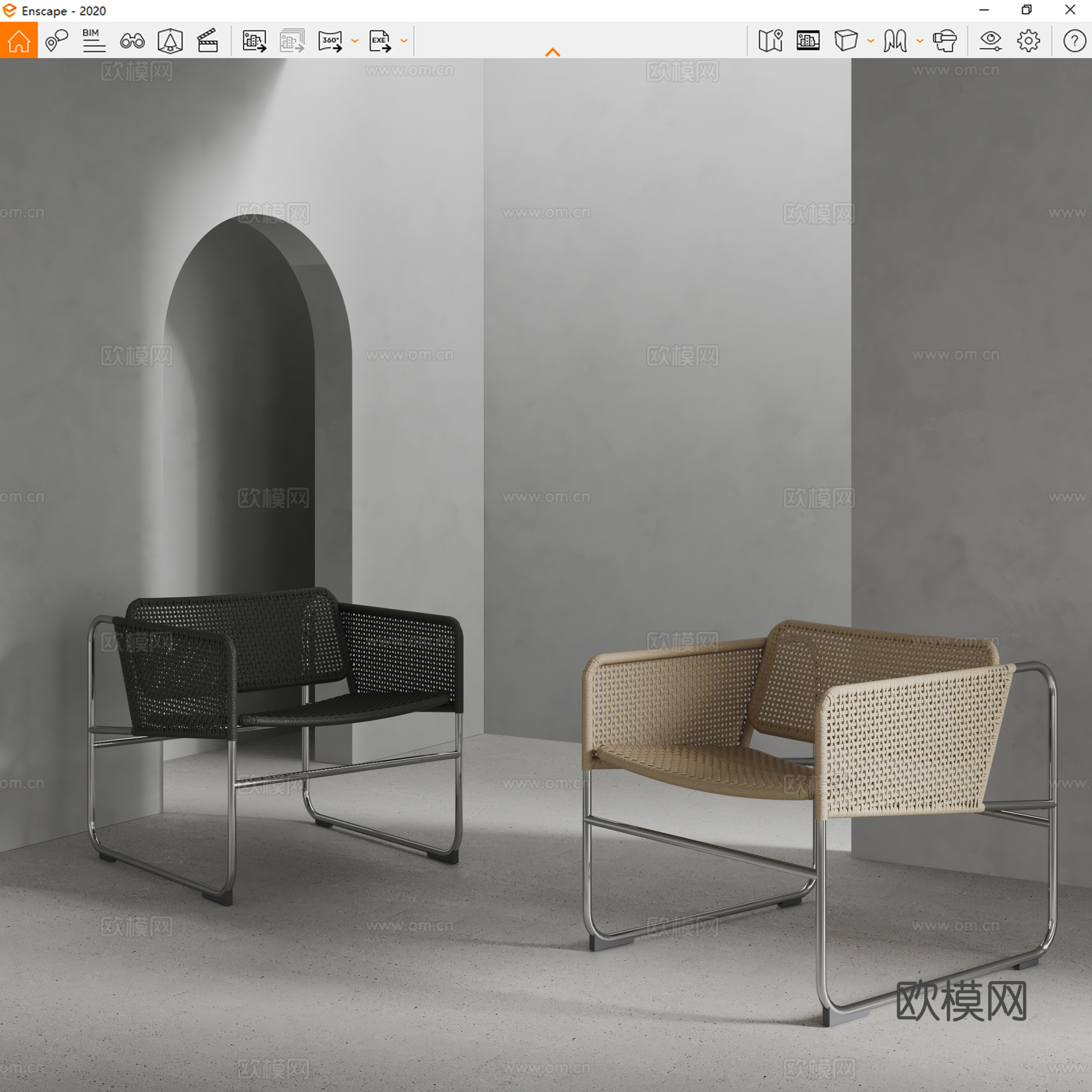 poliform现代餐椅 休闲椅 藤编椅 布艺椅su模型