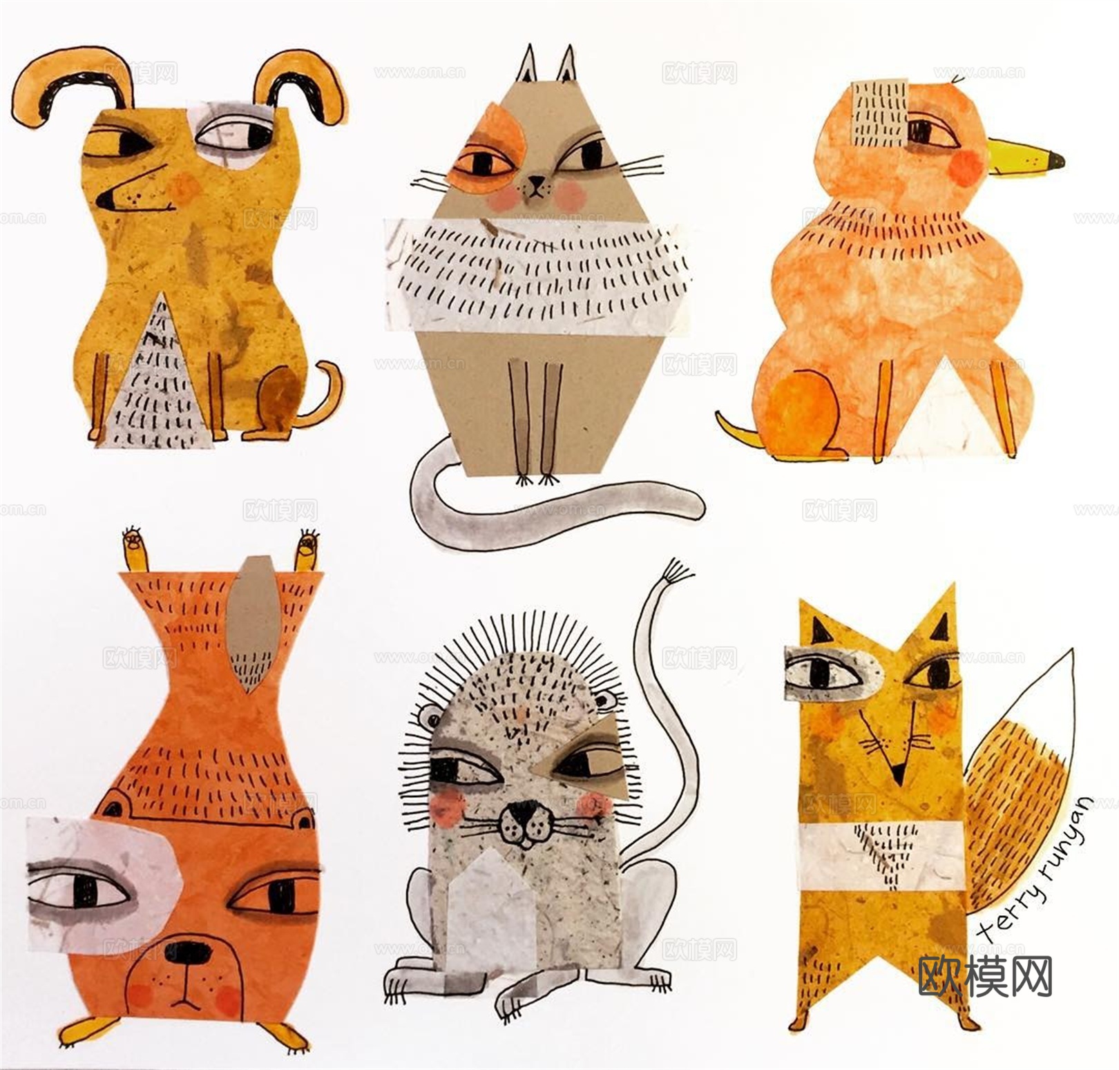 可爱动物手绘，创意童趣插画，猫咪动物插画，治愈系插画，可爱儿下载