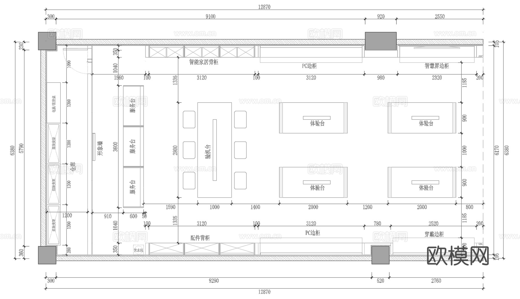 手机店 最新全套施工图 效果图合集cad施工图