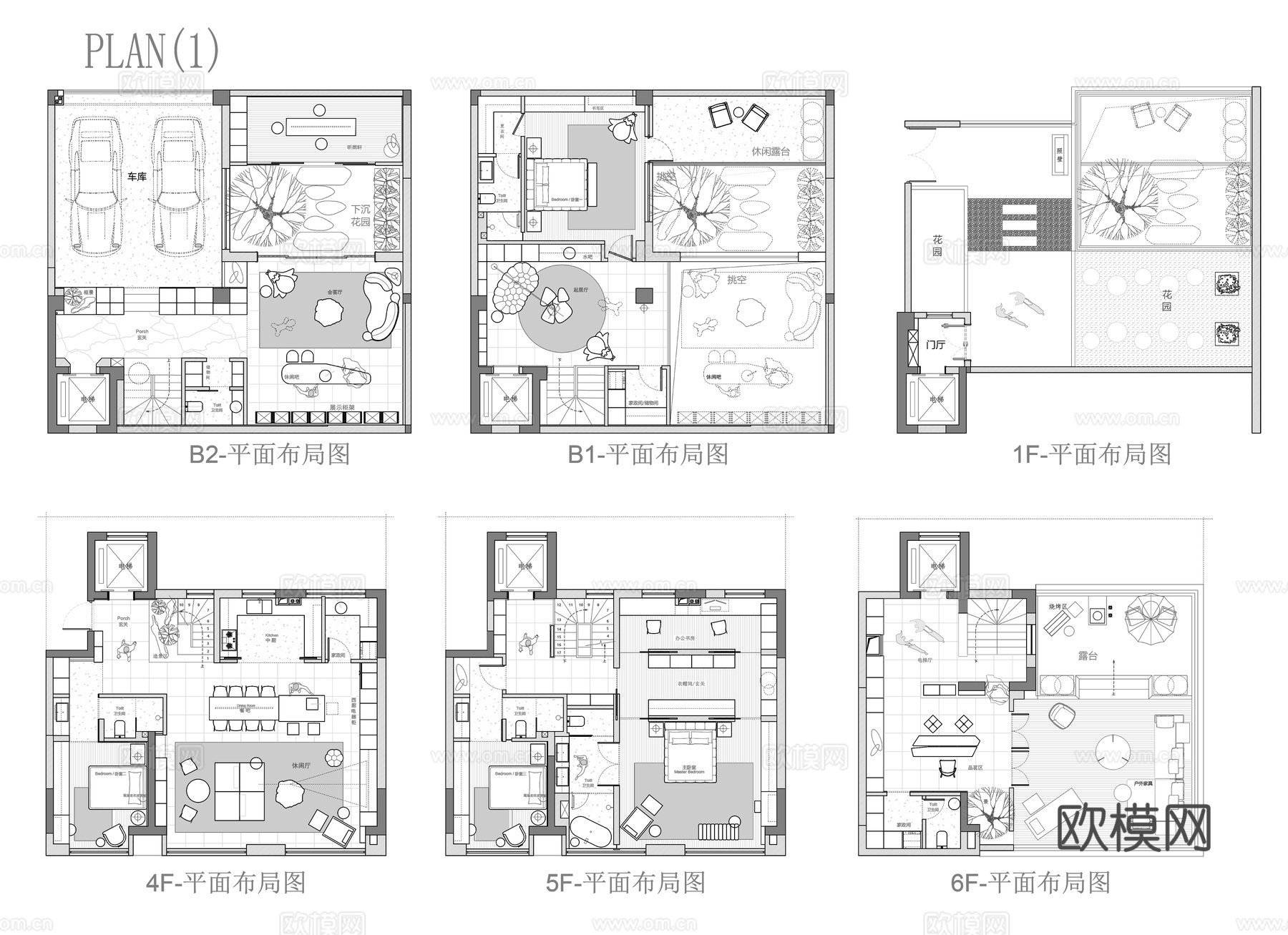 400㎡别墅 平面图cad施工图