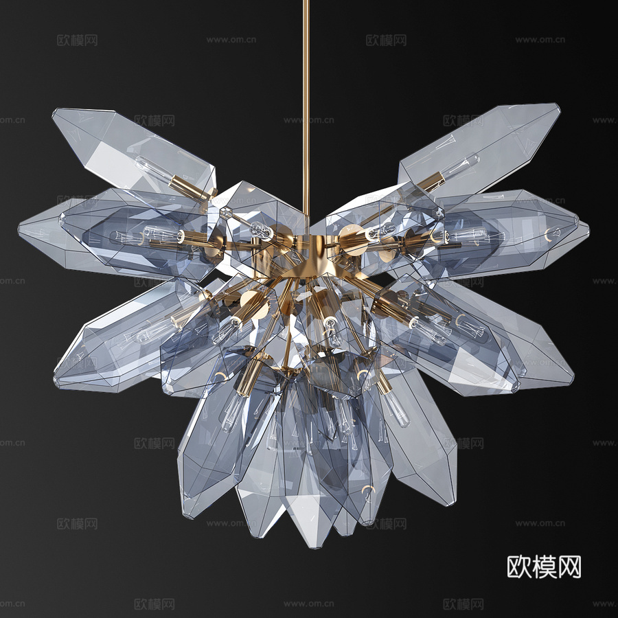 je设计水晶簇发光雕塑3d模型下载