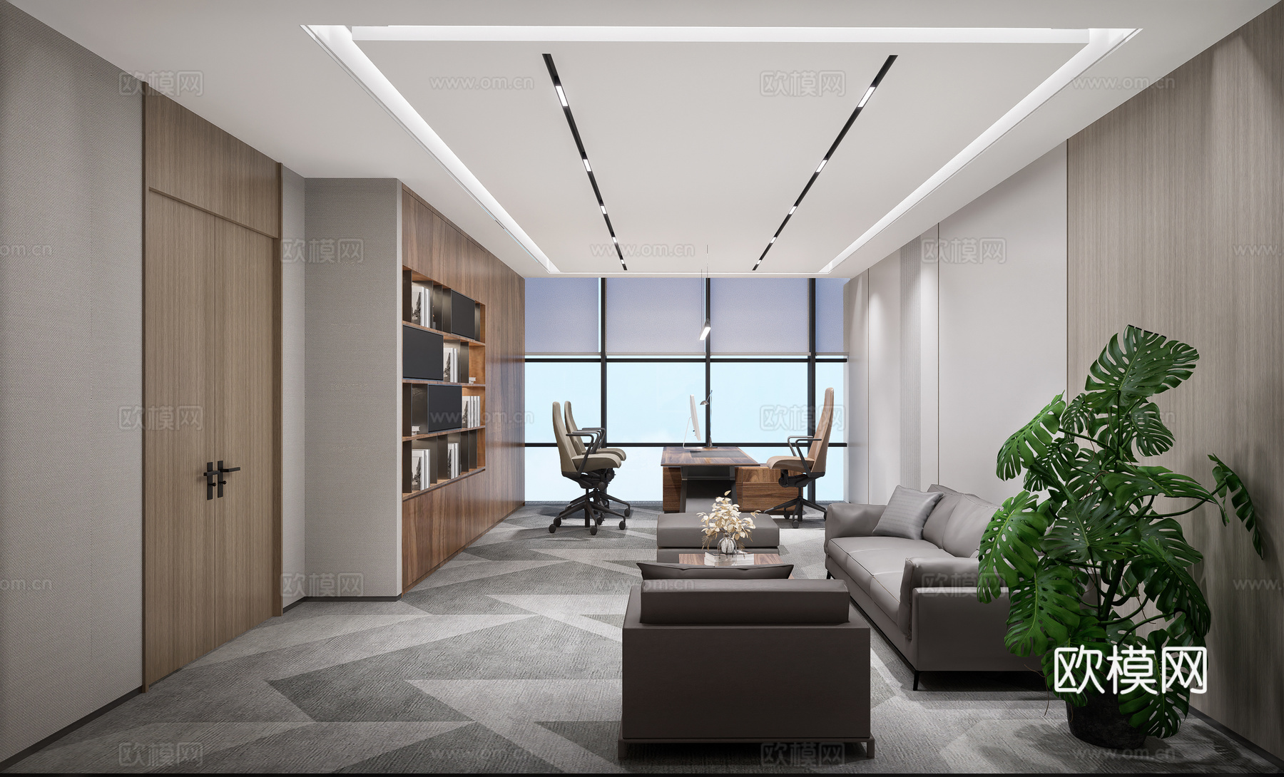 公司办公室 最新全套施工图 效果图合集cad施工图