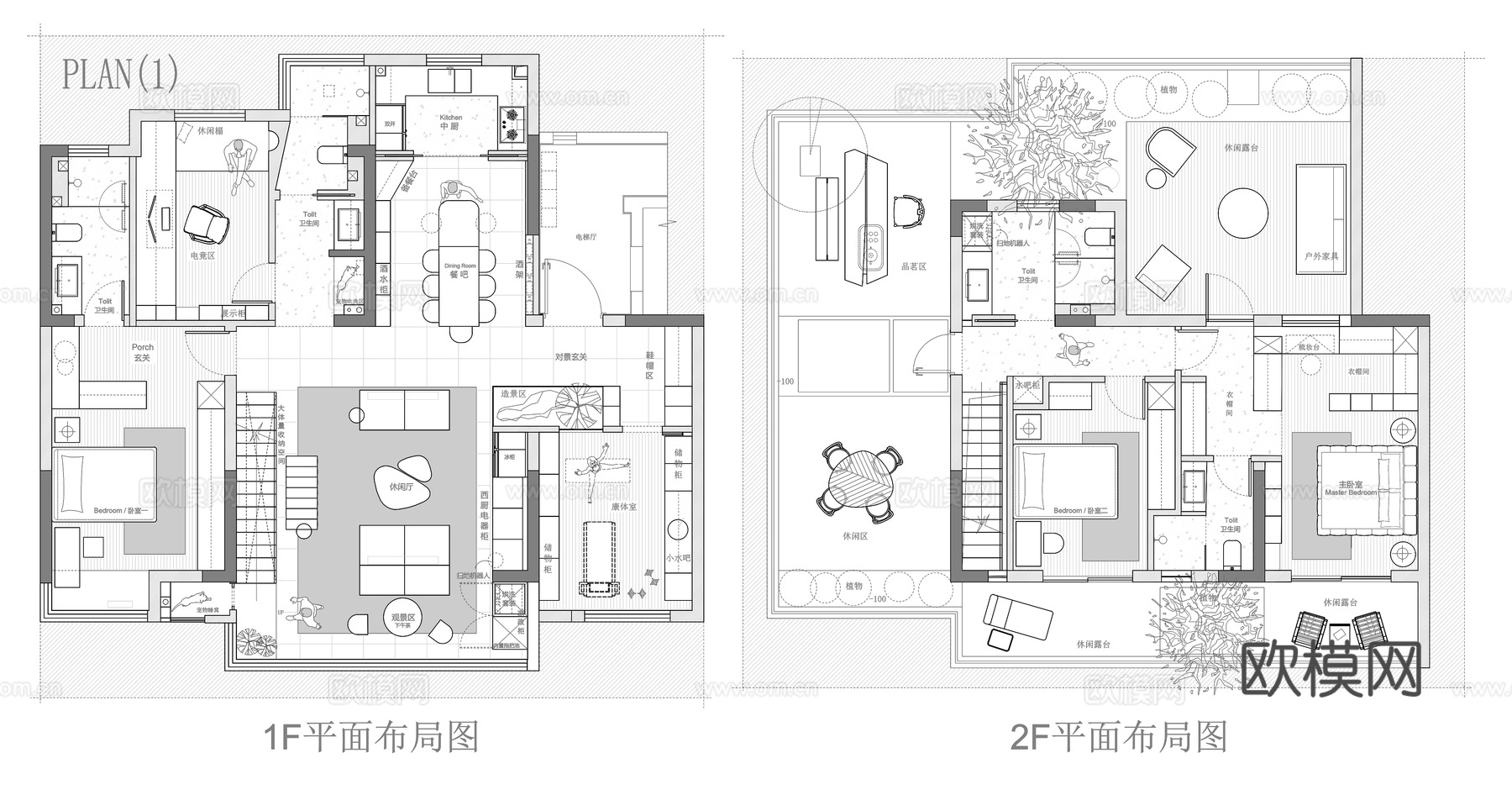 194㎡复式 平面图cad施工图