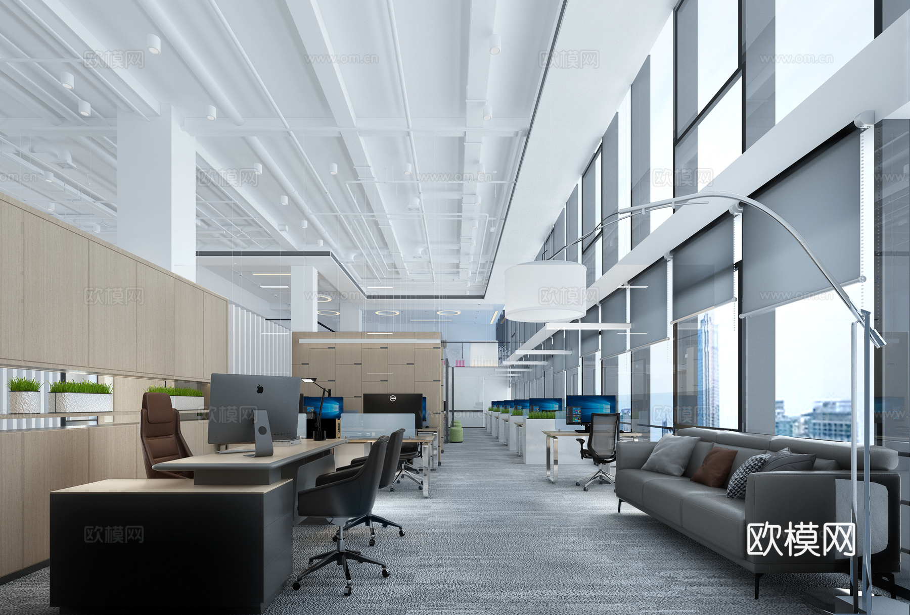 办公室 最新全套施工图 效果图合集cad施工图