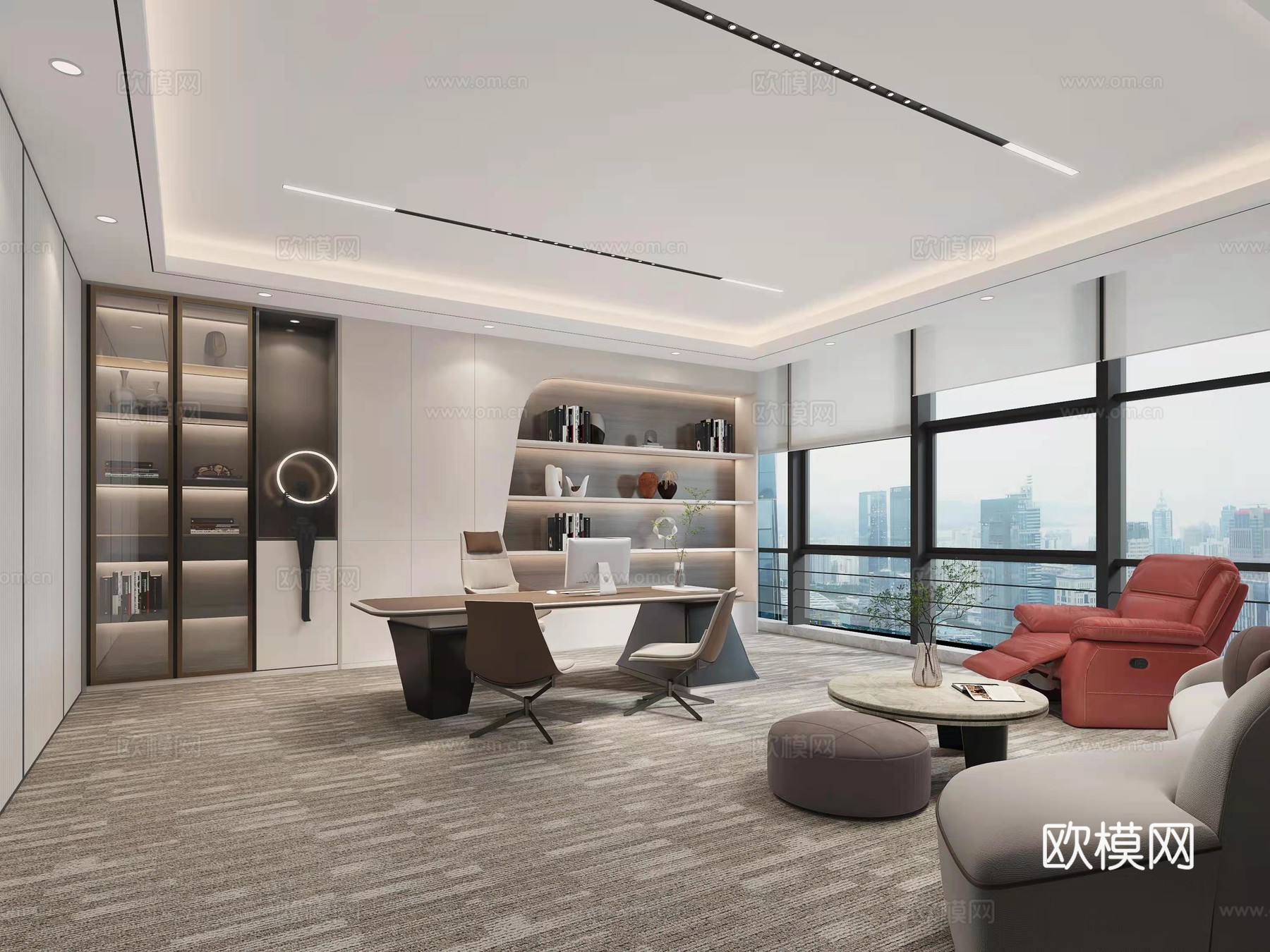 公司办公室 最新全套施工图 效果图合集cad施工图