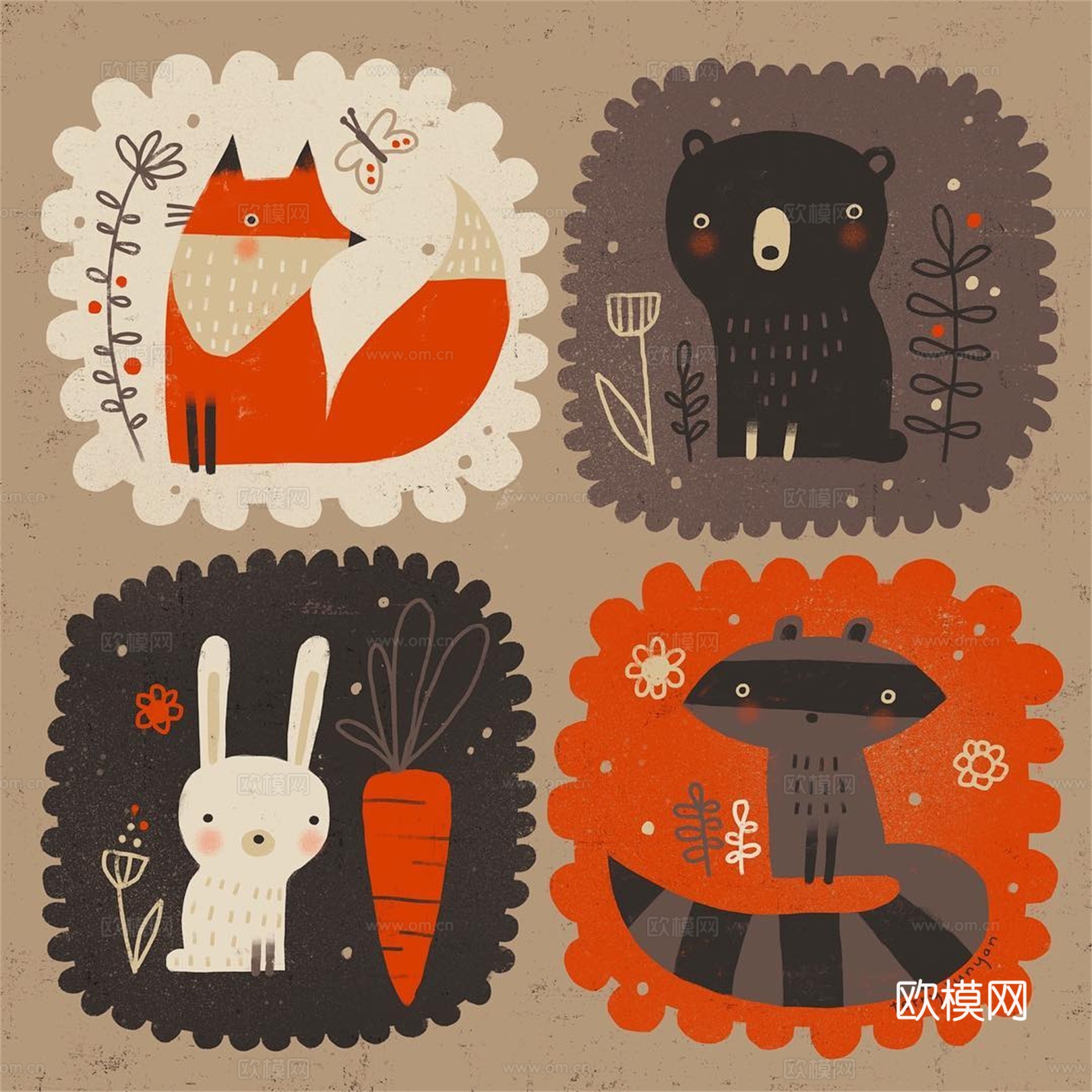 可爱动物手绘，创意童趣插画，猫咪动物插画，治愈系插画，可爱儿下载