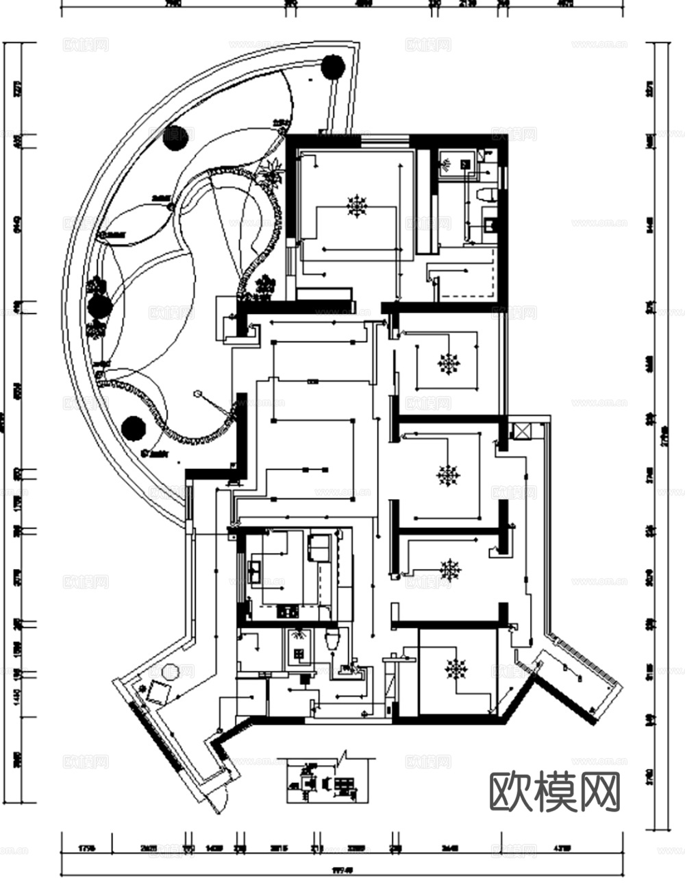 8套无主灯设计住宅样板间大平层别墅CAD施工图实景图cad施工图