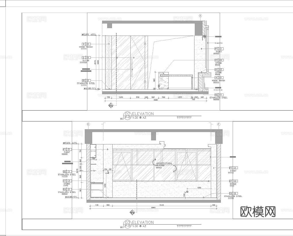 高层办公室 最新全套施工图 效果图合集cad施工图