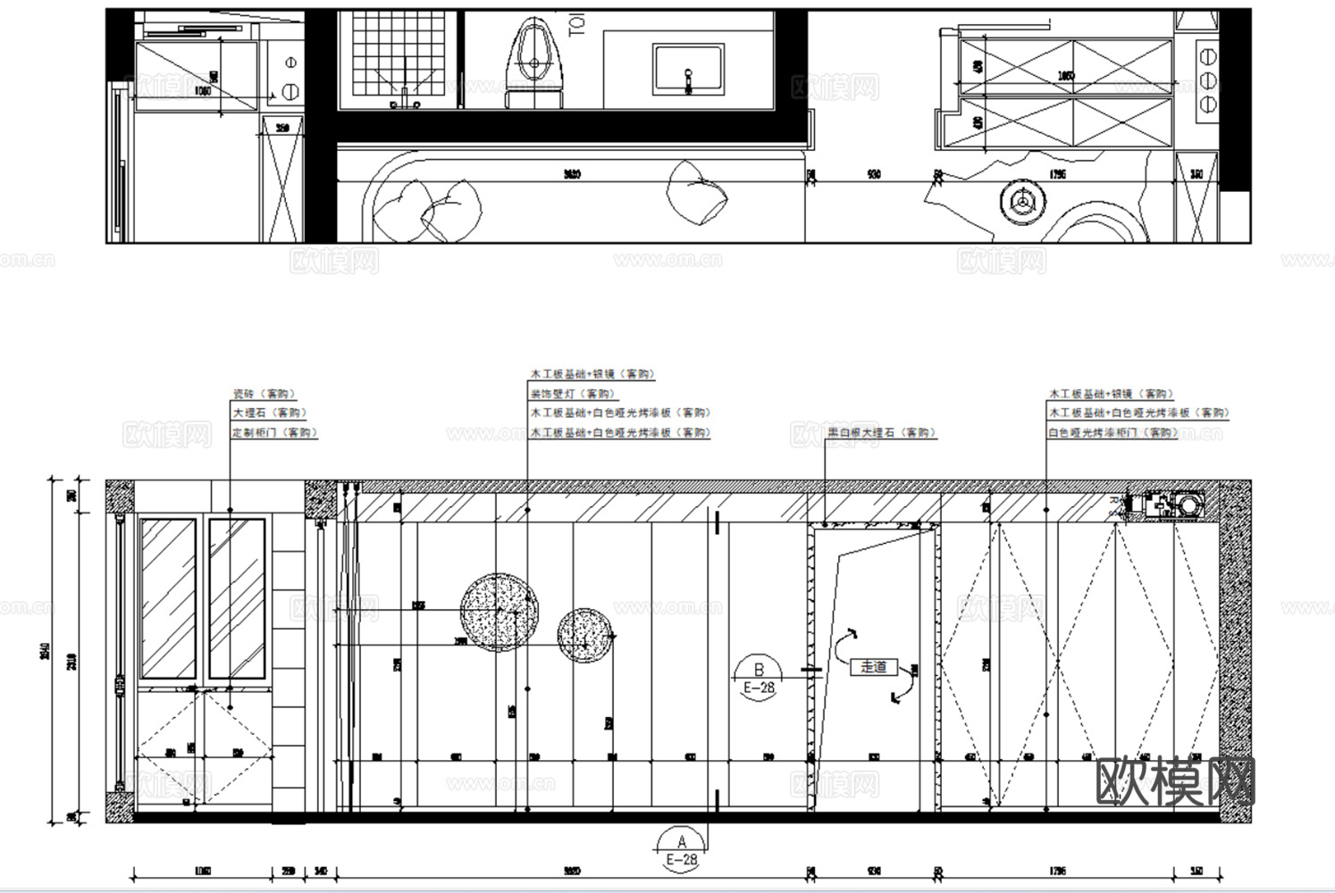 8套无主灯设计住宅样板间大平层别墅CAD施工图实景图cad施工图