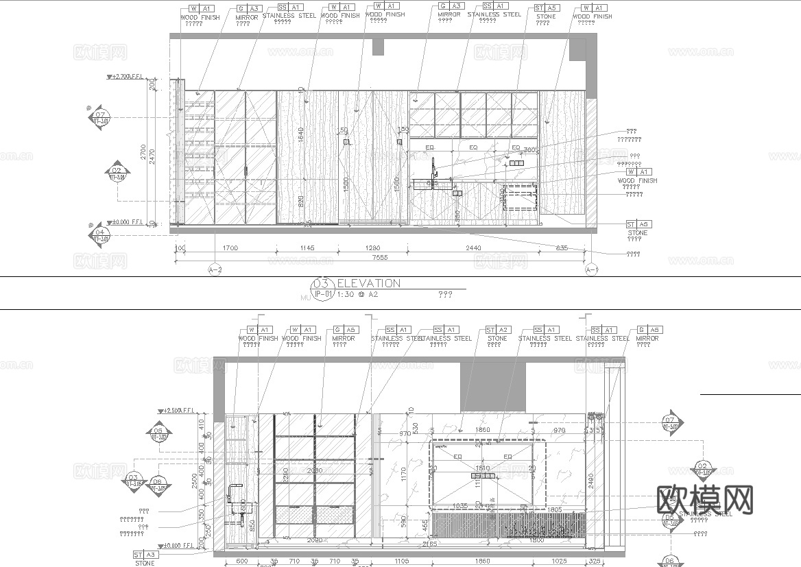 高层办公室 最新全套施工图 效果图合集cad施工图