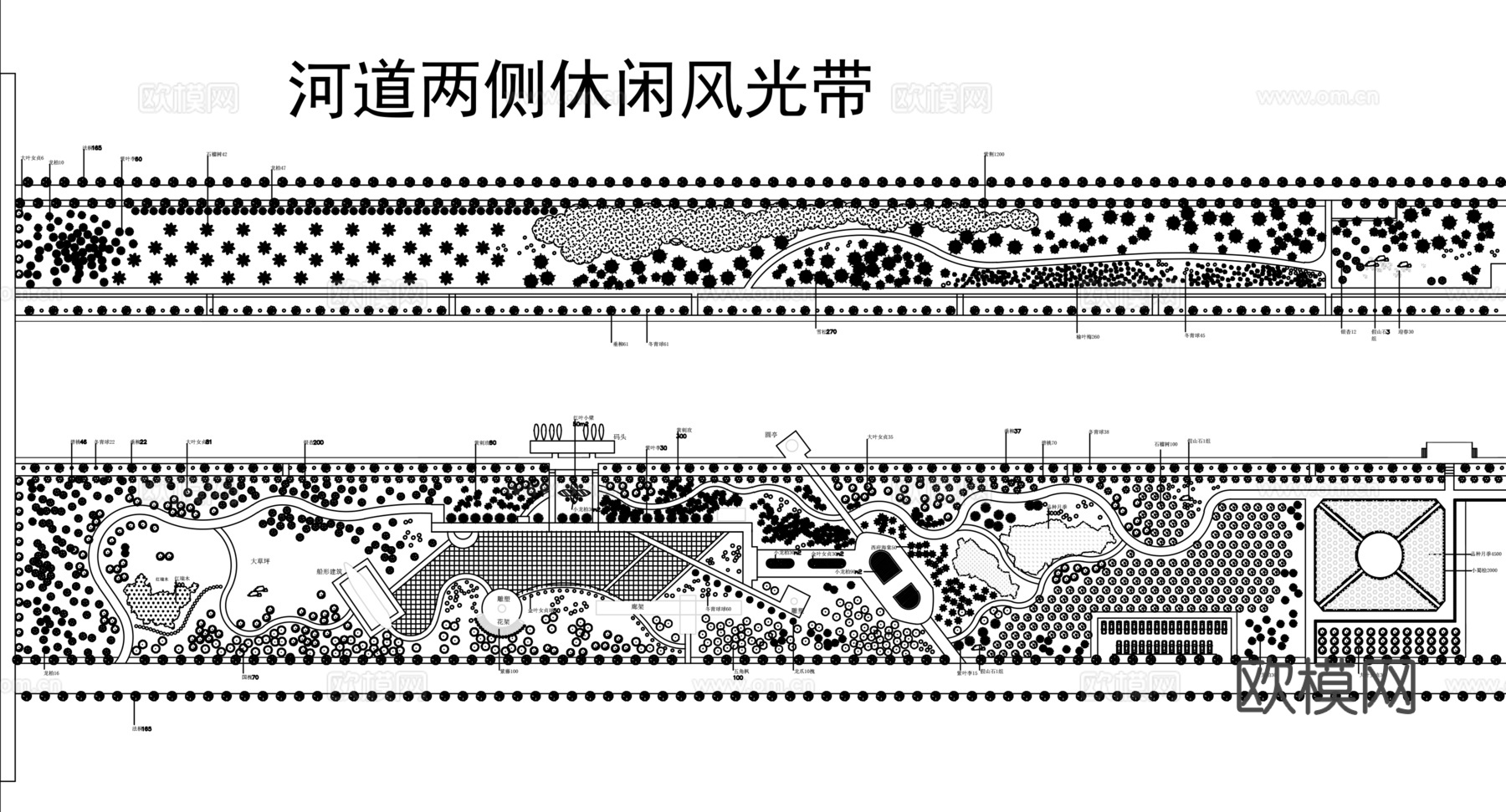 公园景观CAD平面布局图cad施工图