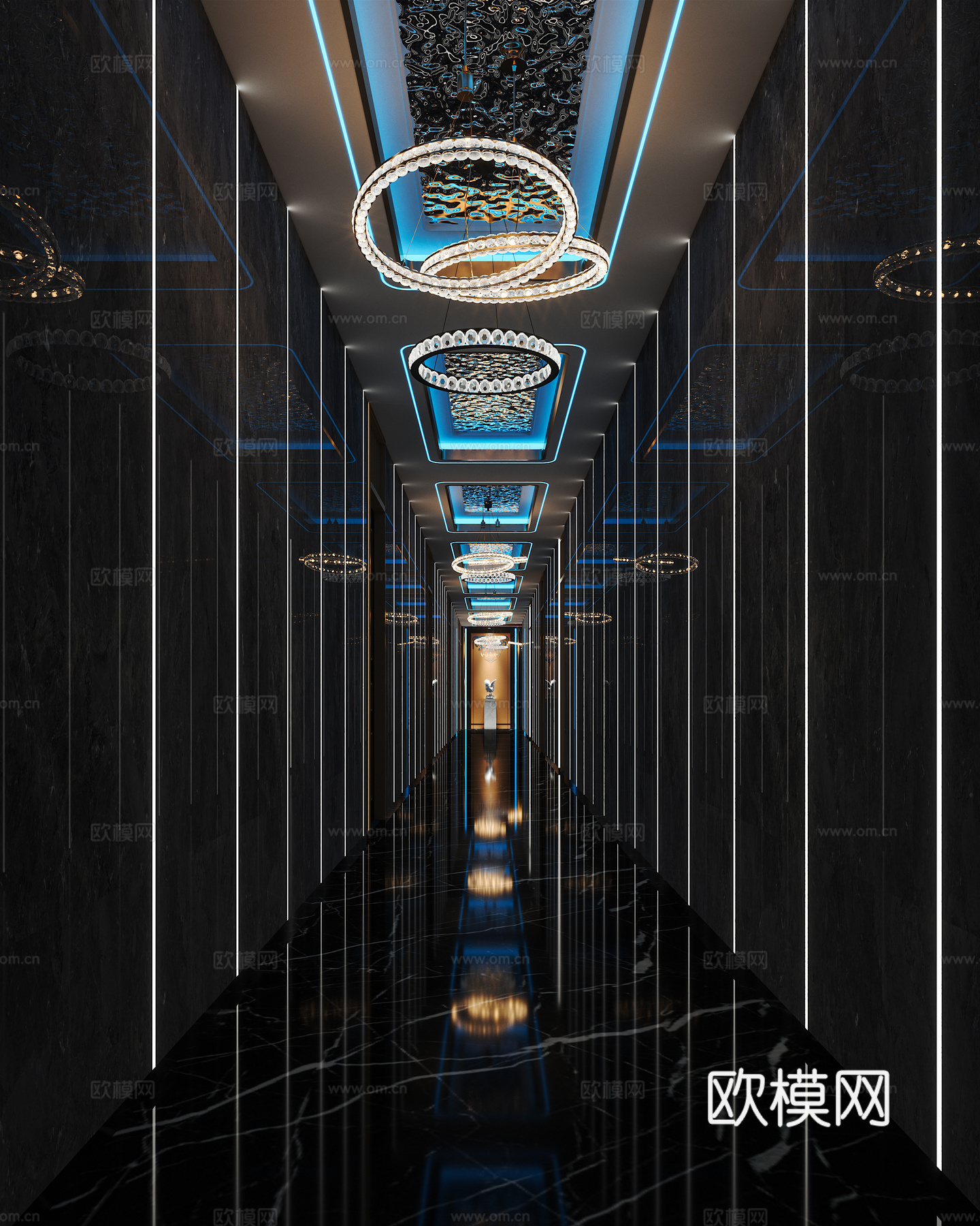 轻奢娱乐会所  最新全套施工图 效果图合集cad施工图下载（渲染图2）