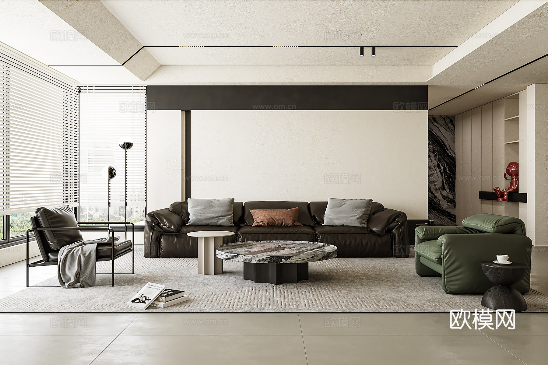 现代客厅3d模型下载