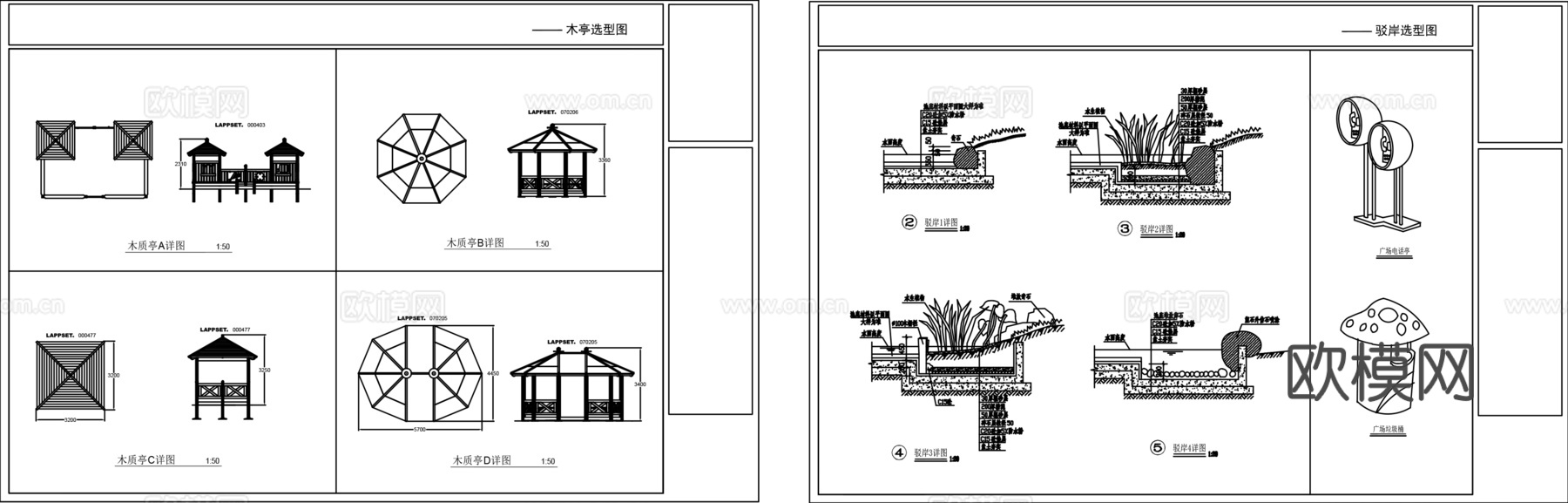 河道公园景观CAD平面布局图cad施工图