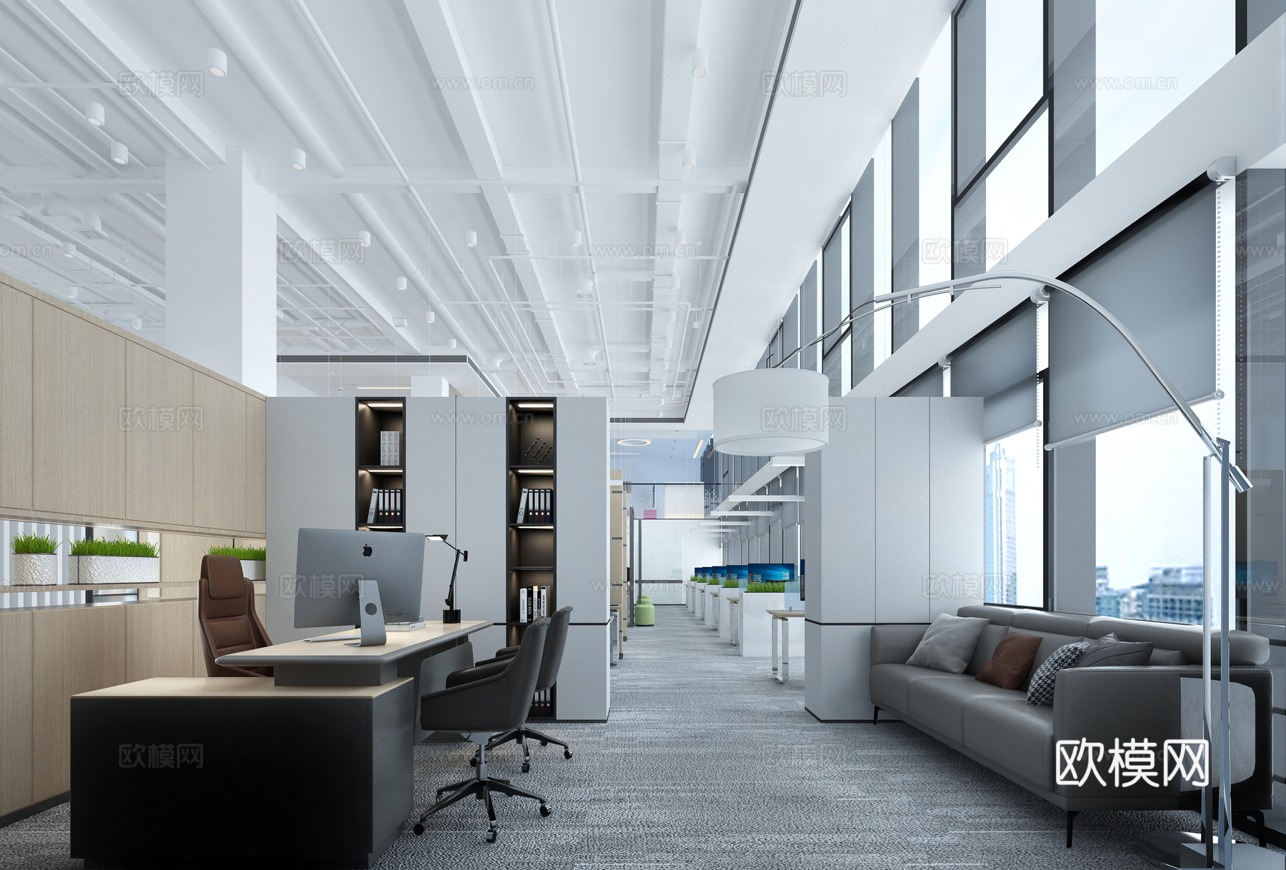 办公室 最新全套施工图 效果图合集cad施工图