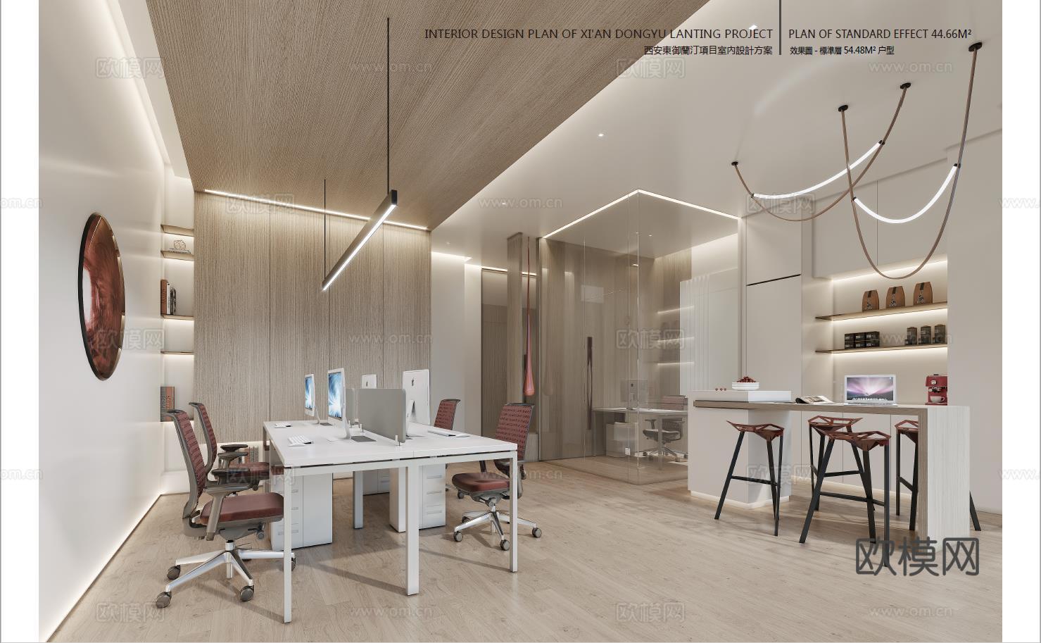 高层办公室 最新全套施工图 效果图合集cad施工图