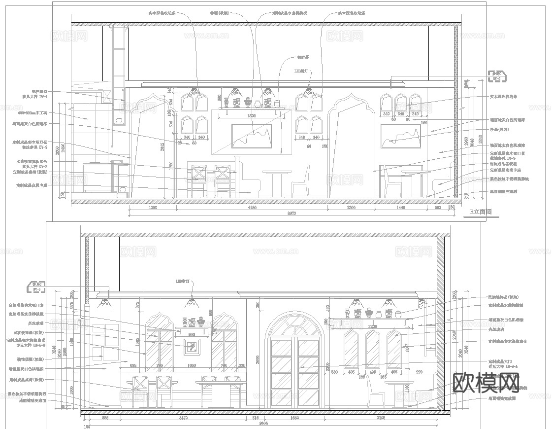 民族餐厅 最新全套施工图 效果图合集cad施工图