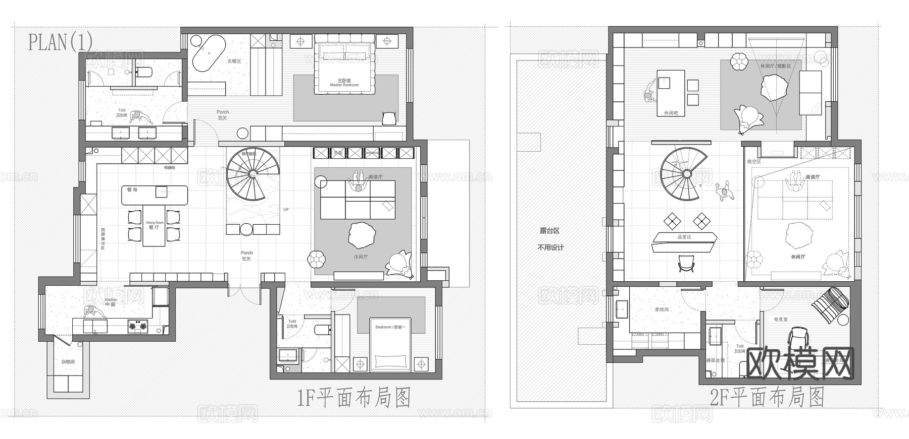 240㎡复式 平面图cad施工图