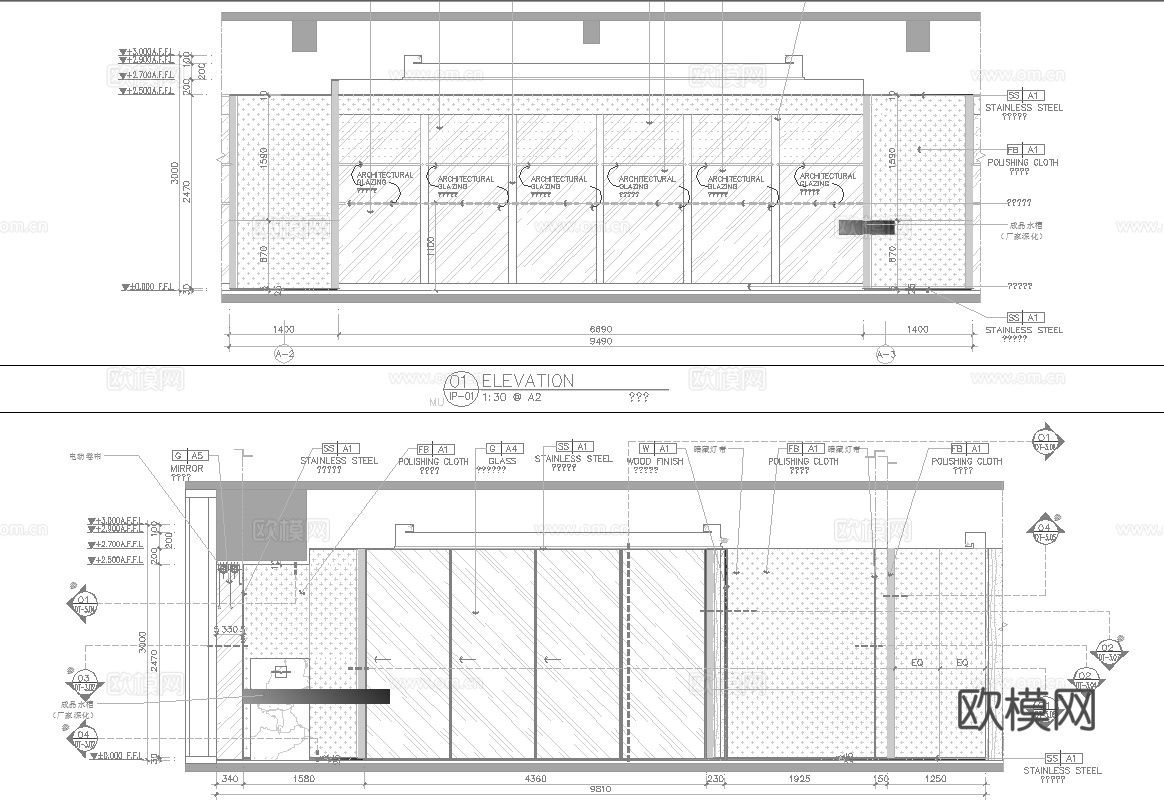 高层办公室 最新全套施工图 效果图合集cad施工图