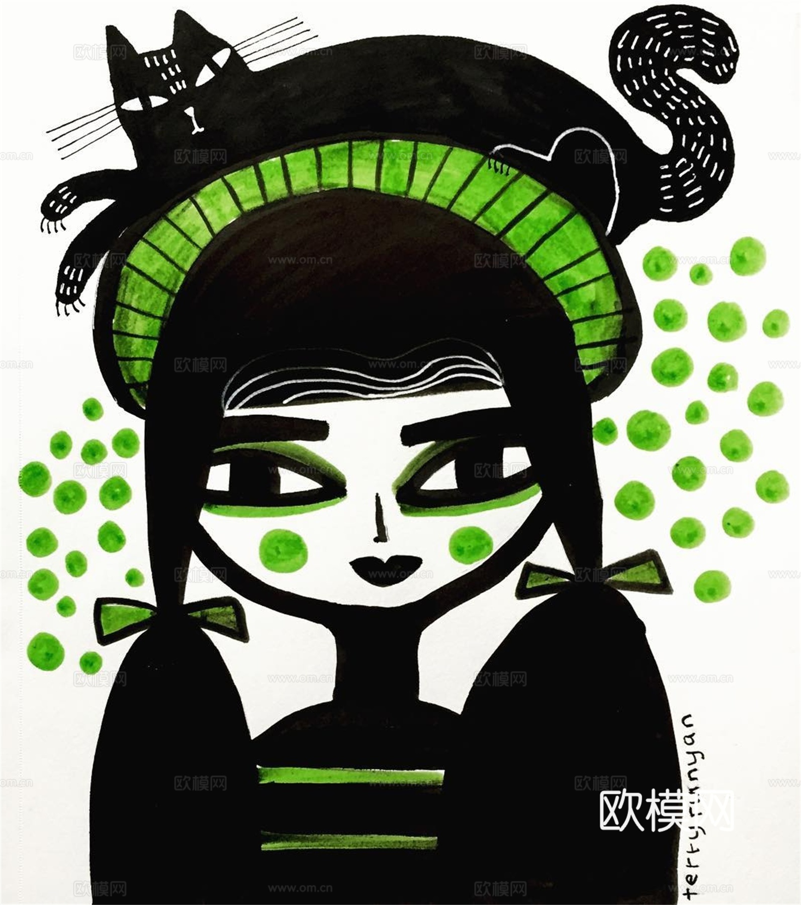 可爱动物手绘创意童趣插画猫咪动物插画治愈系插画可爱儿童插画下载