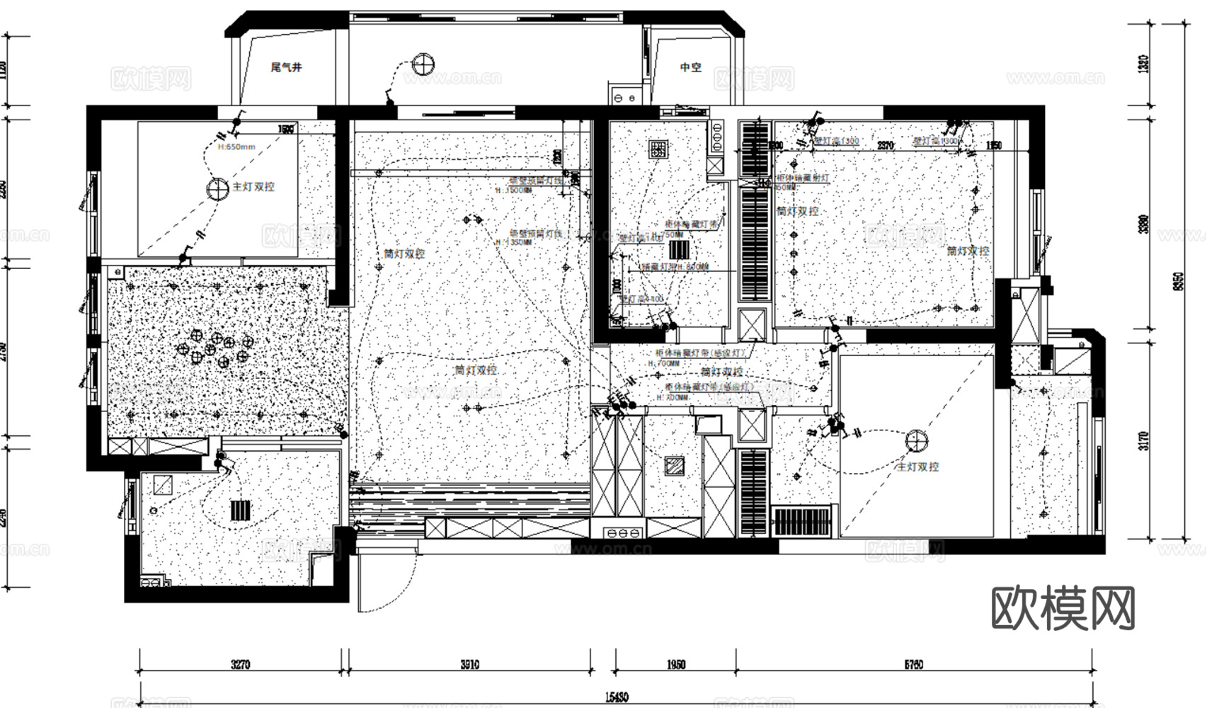 8套无主灯设计住宅样板间大平层别墅CAD施工图实景图cad施工图